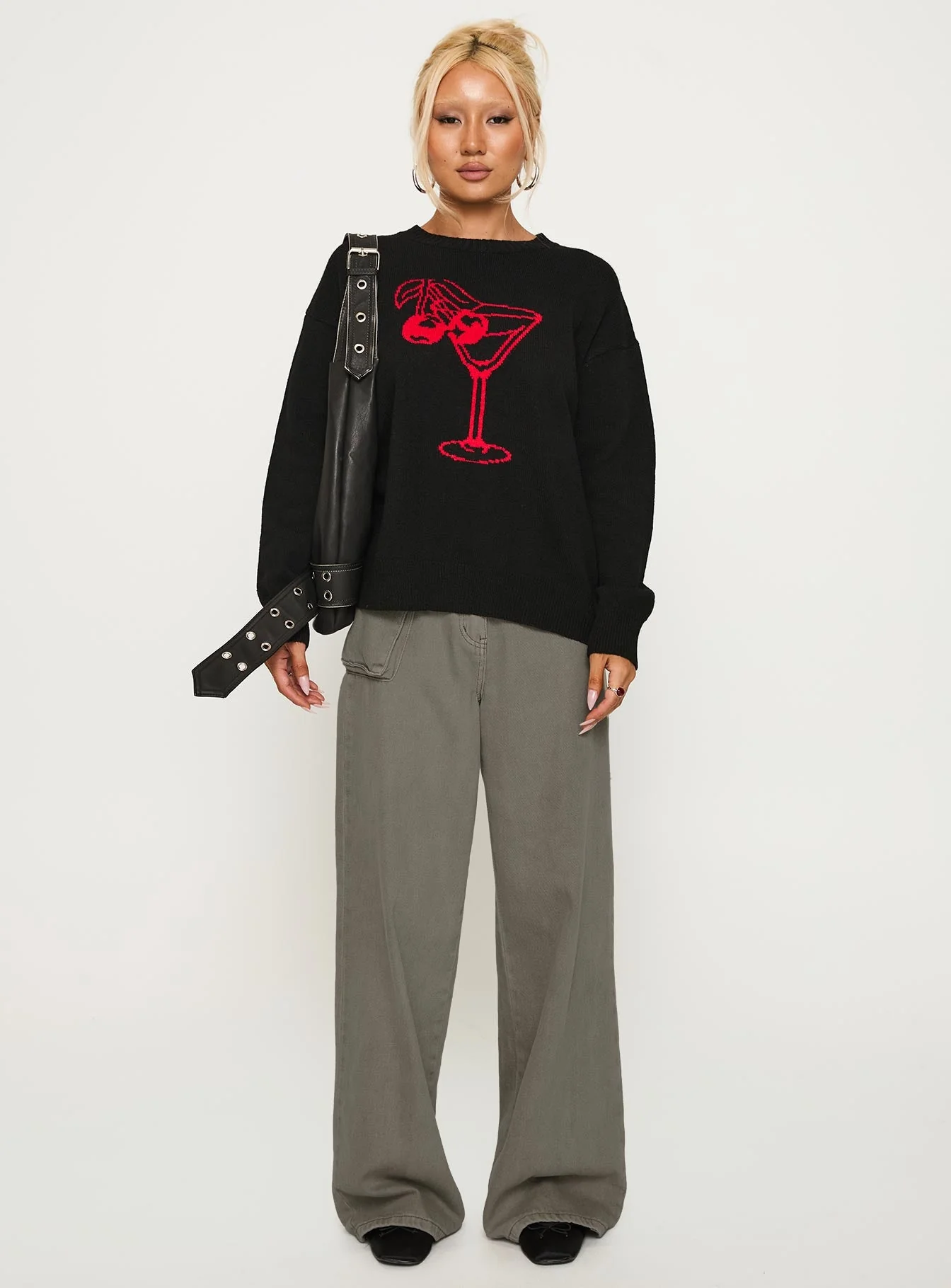 Like A Charm Knit Sweater Black / Red - Image 7