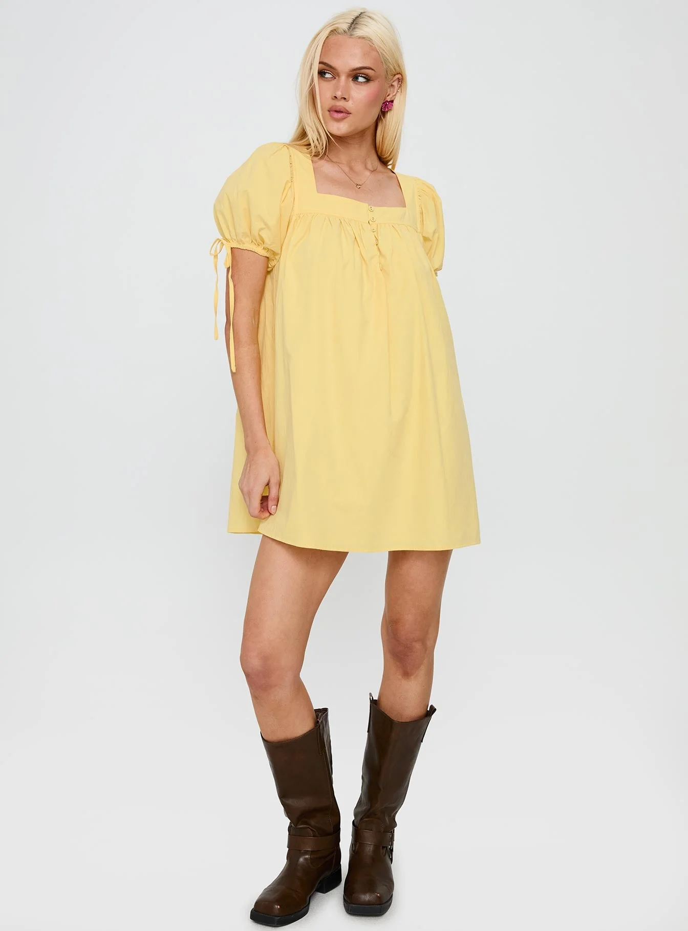 Lilibet Mini Dress Lemon - Image 3