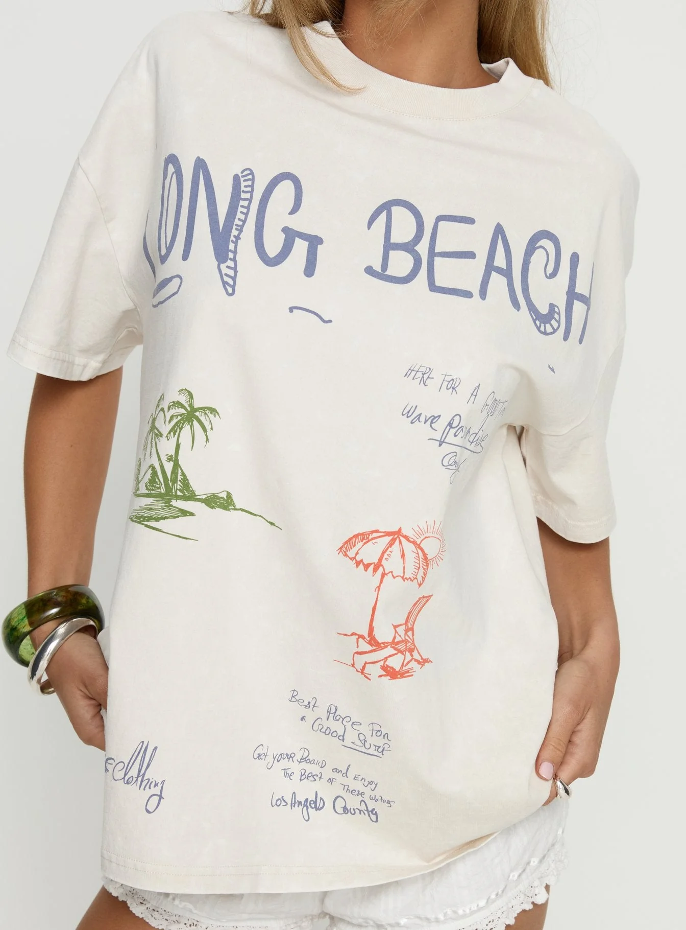 Long Beach Oversized Graphic Top Cream - Image 6