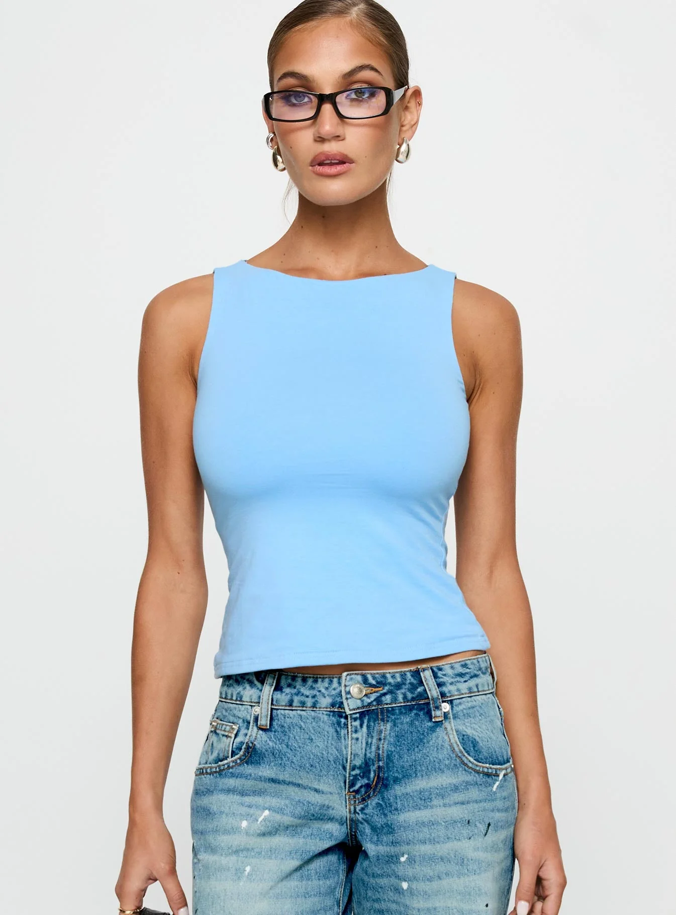 Lose Your Number High Neck Top Blue - Image 2