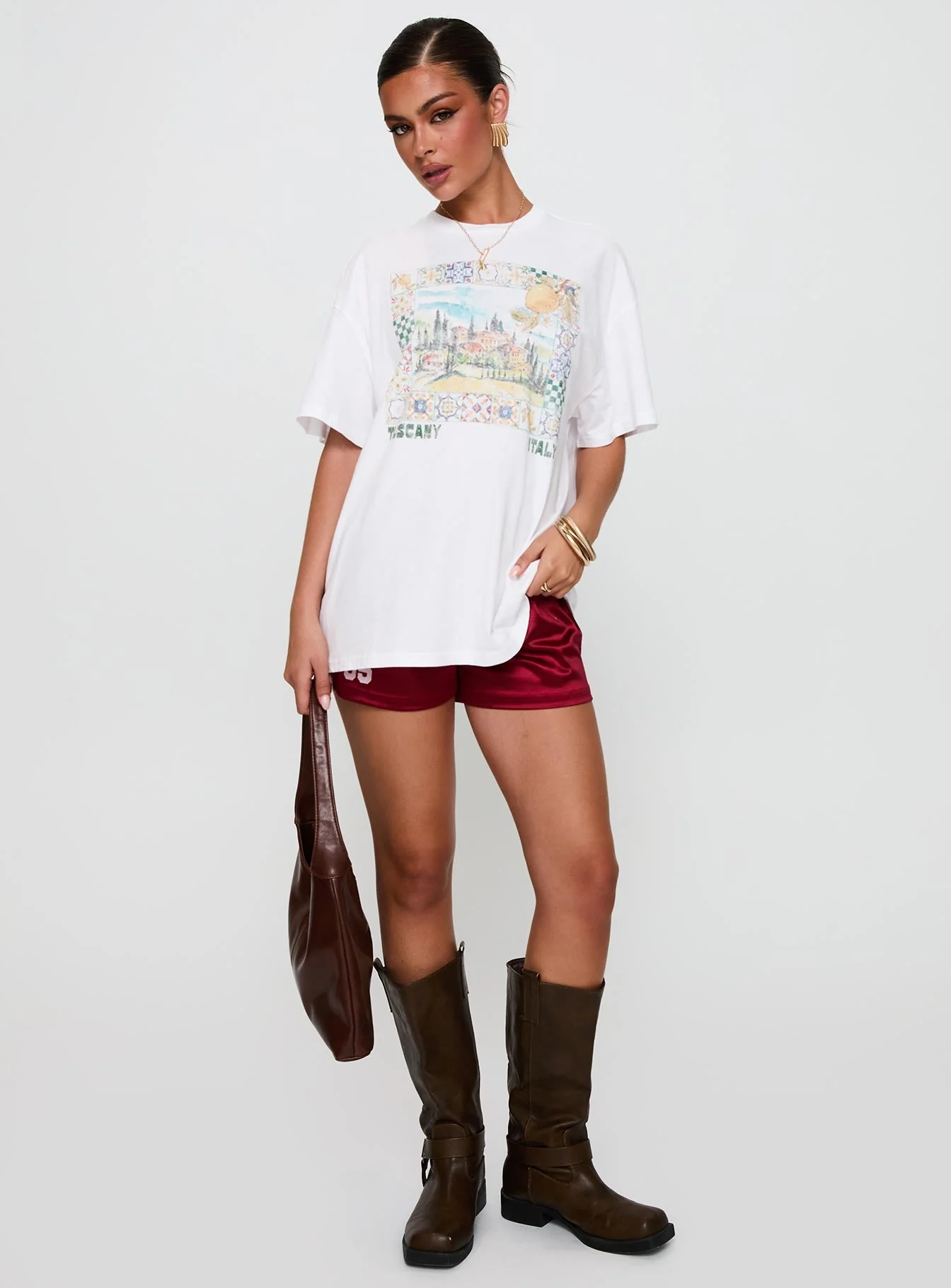 Love From Tuscany Oversized Graphic Top White - Image 3