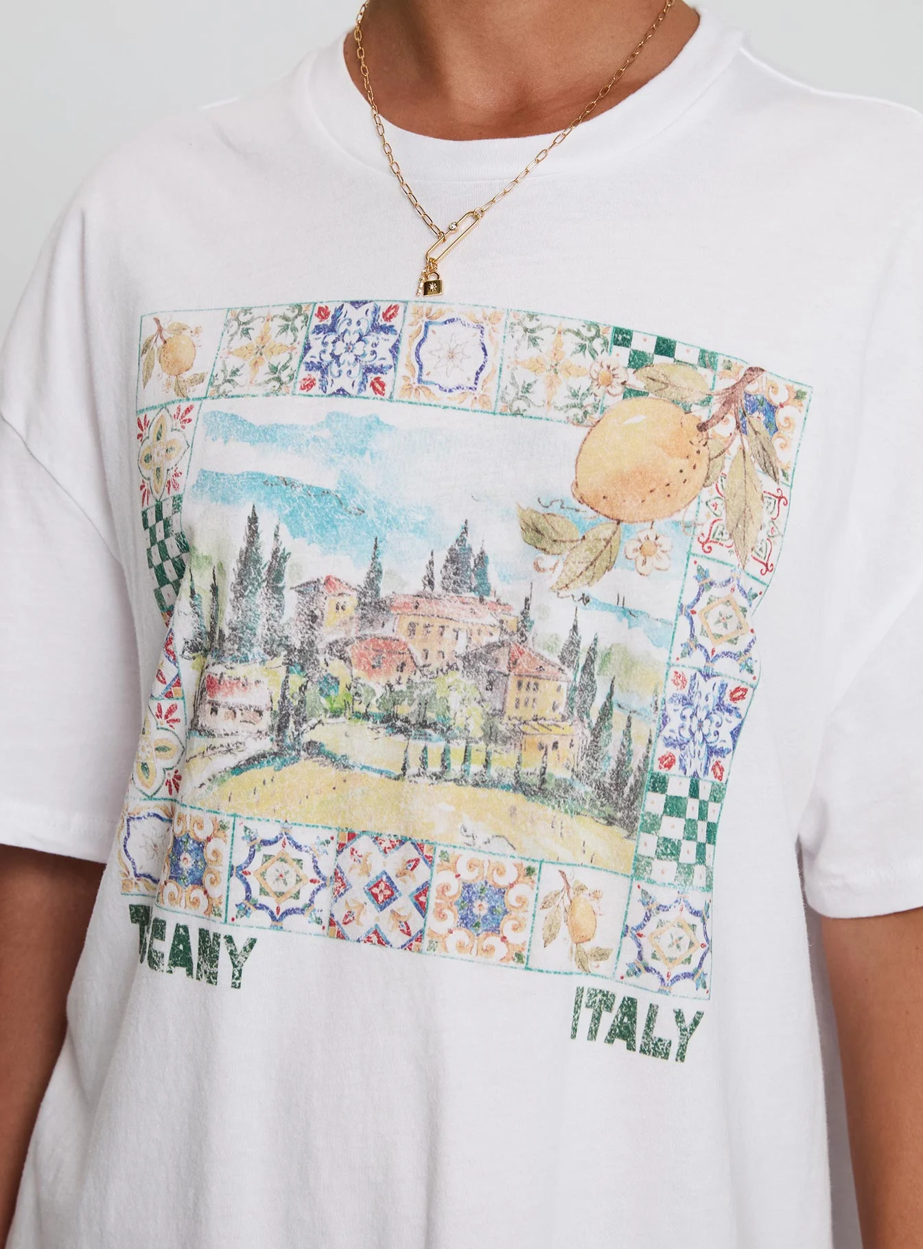 Love From Tuscany Oversized Graphic Top White - Image 6