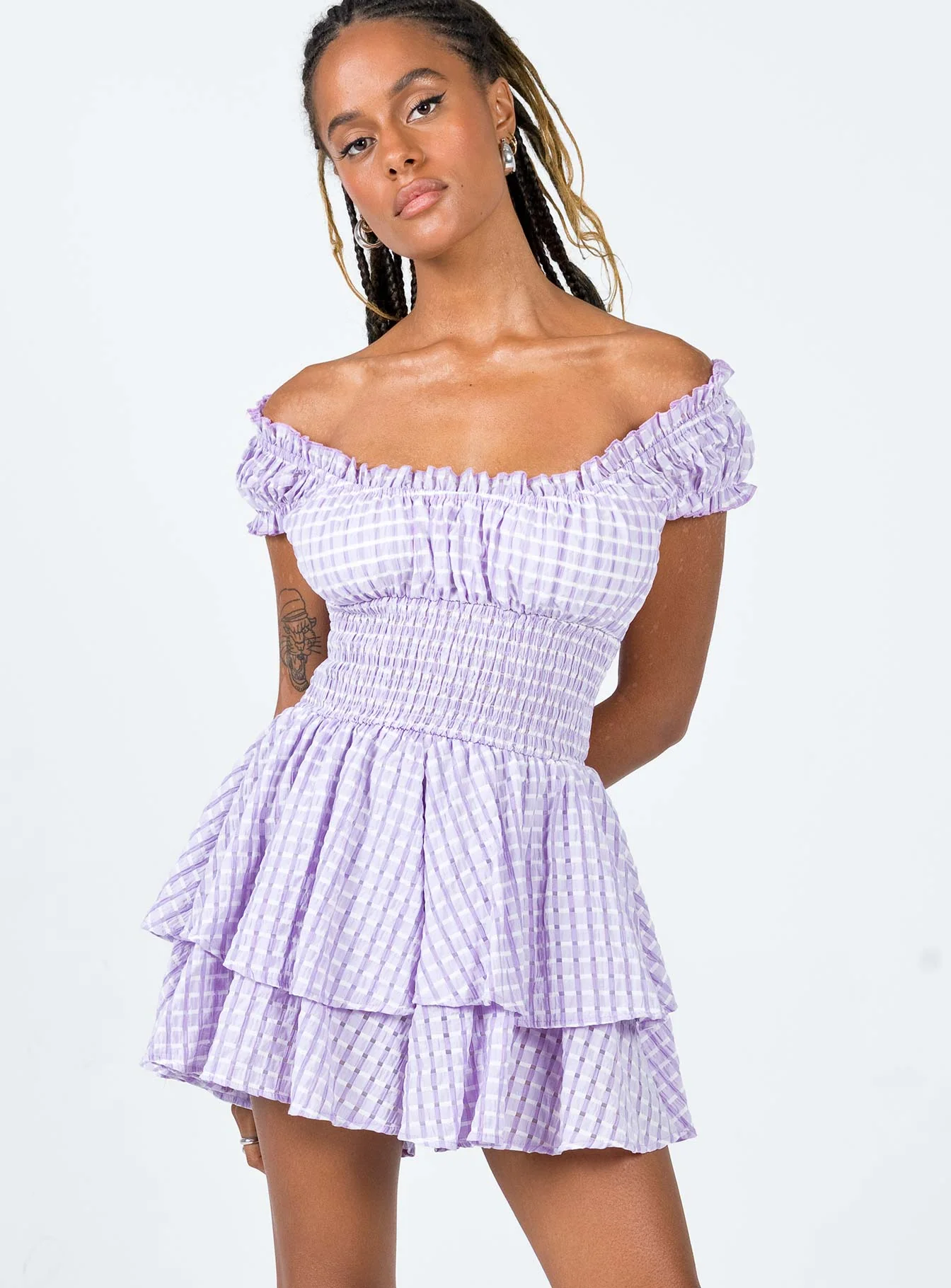 The Love Galore Playsuit Purple Gingham - Image 2