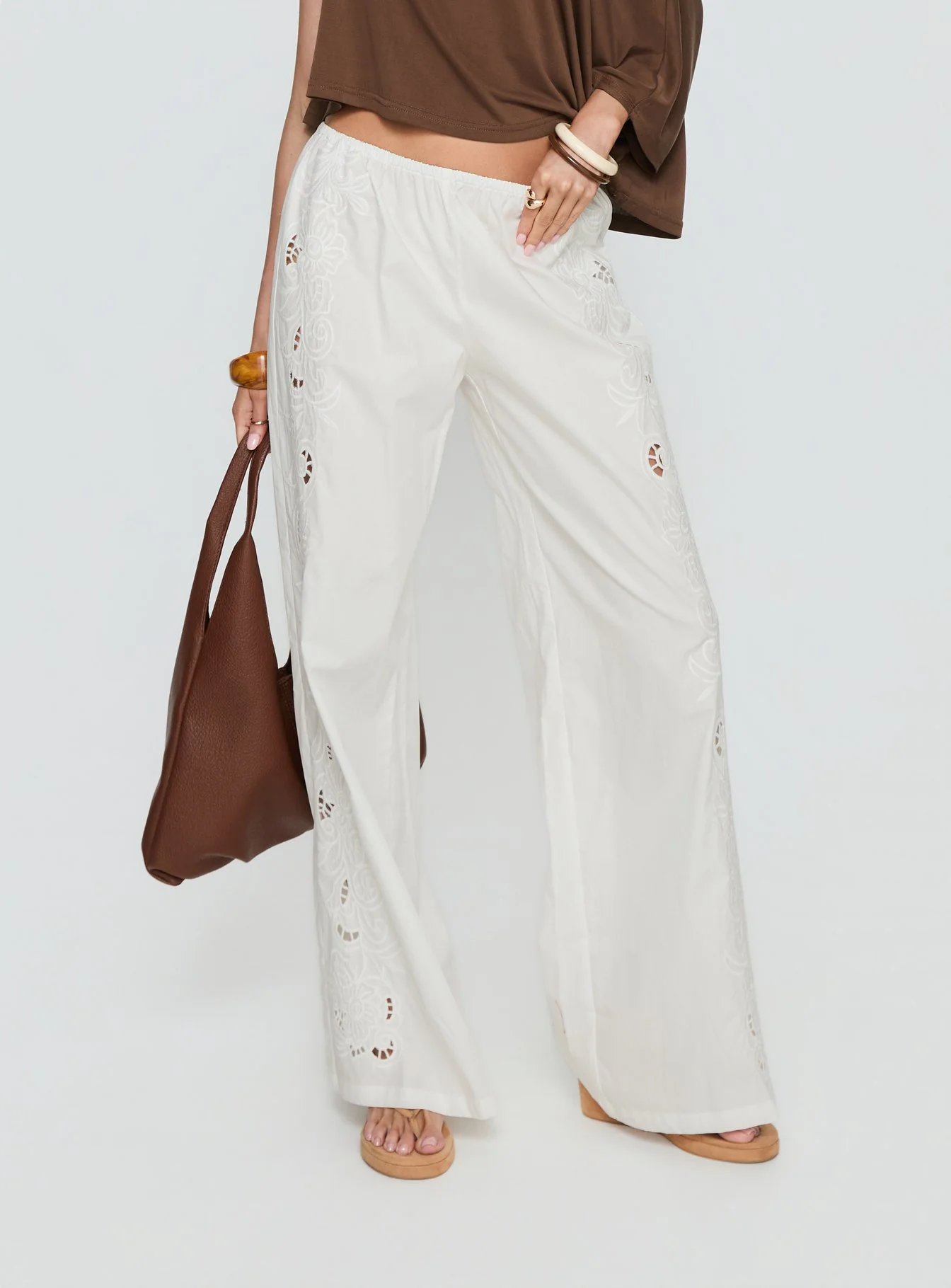 Lucky Spirit Lace Straight Leg Pant White - Image 2