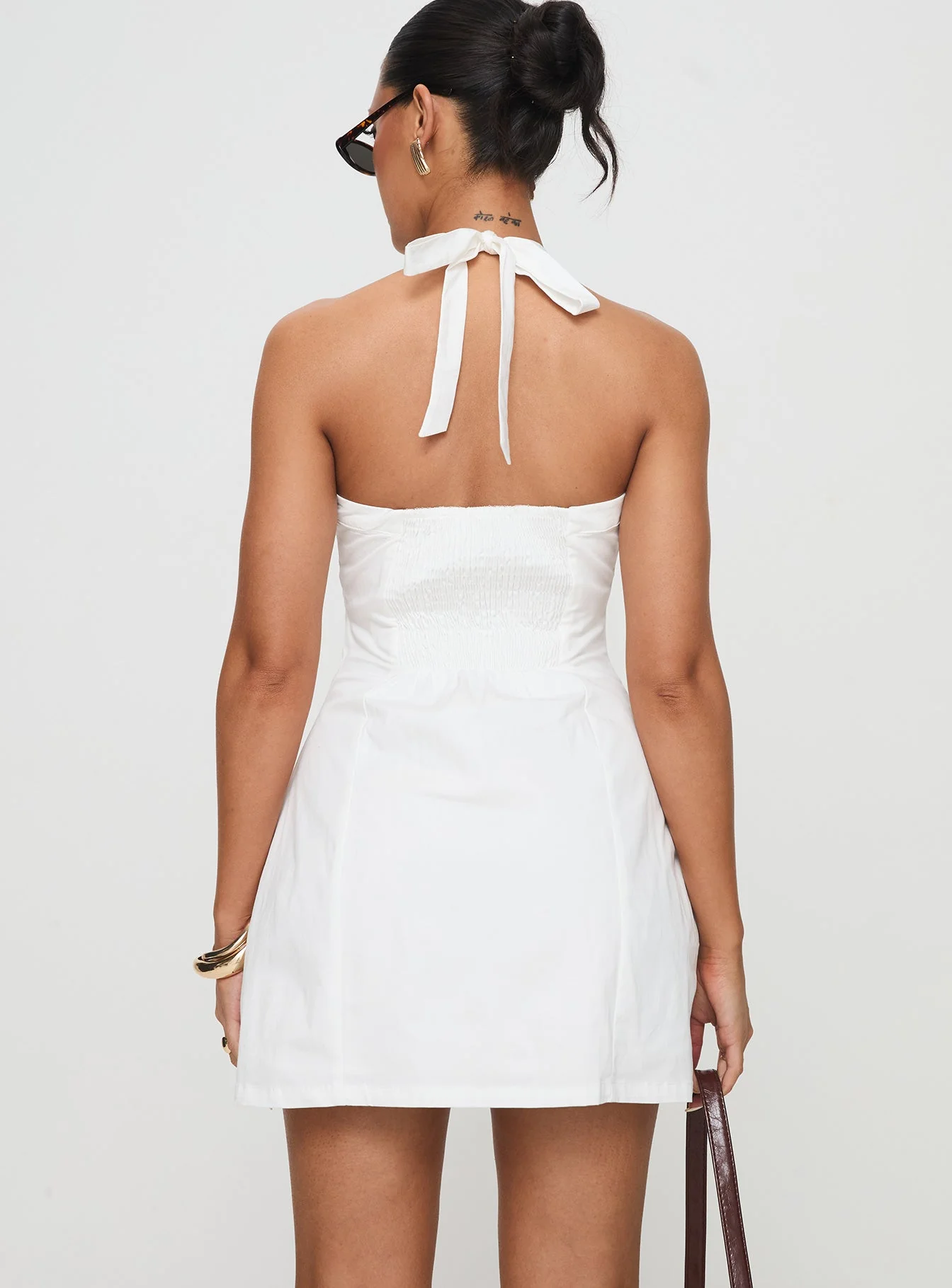 Mallorie Halter Mini Dress White Petite - Image 5