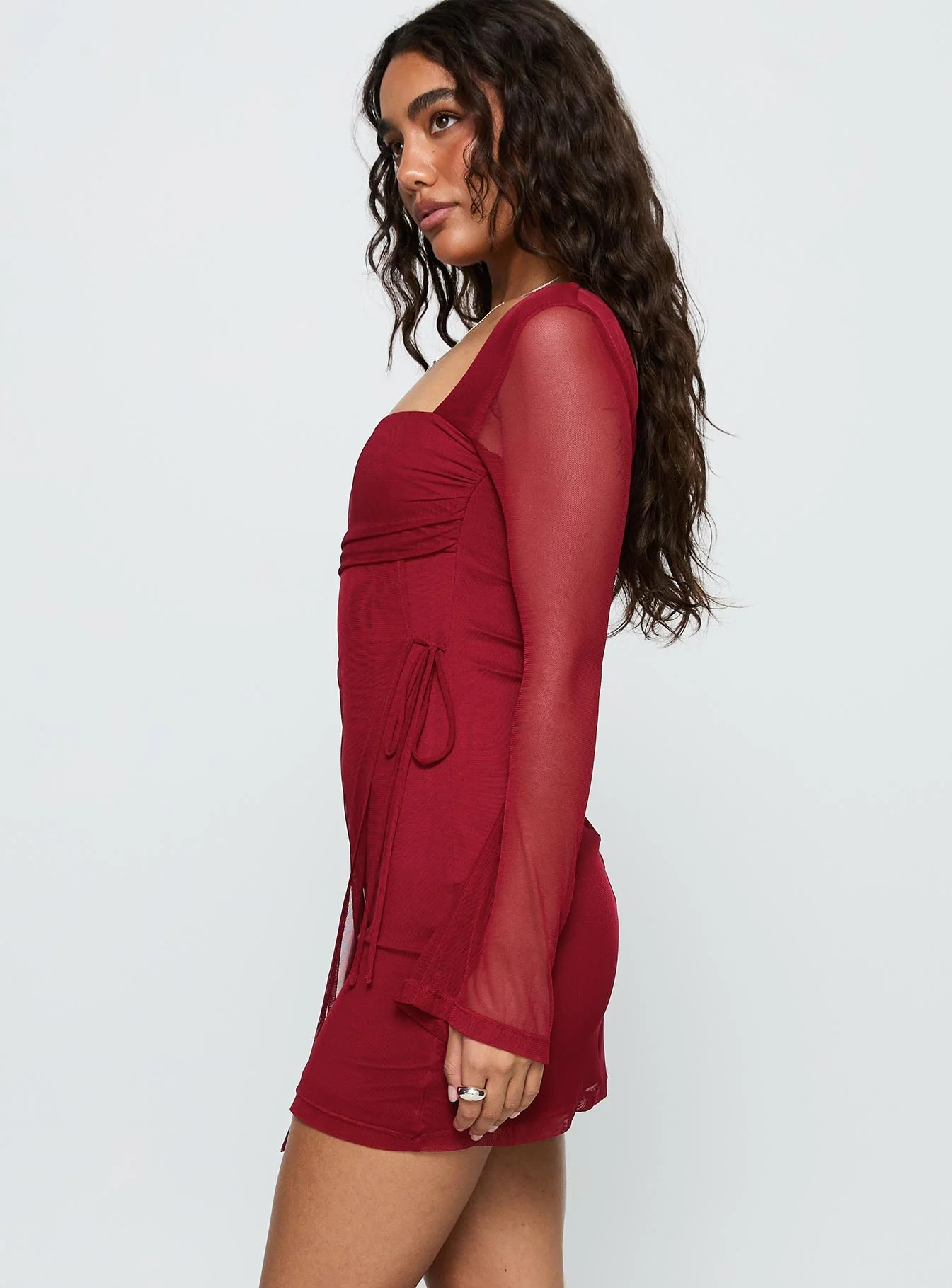Martinez Long Sleeve Mini Dress Currant - Image 4