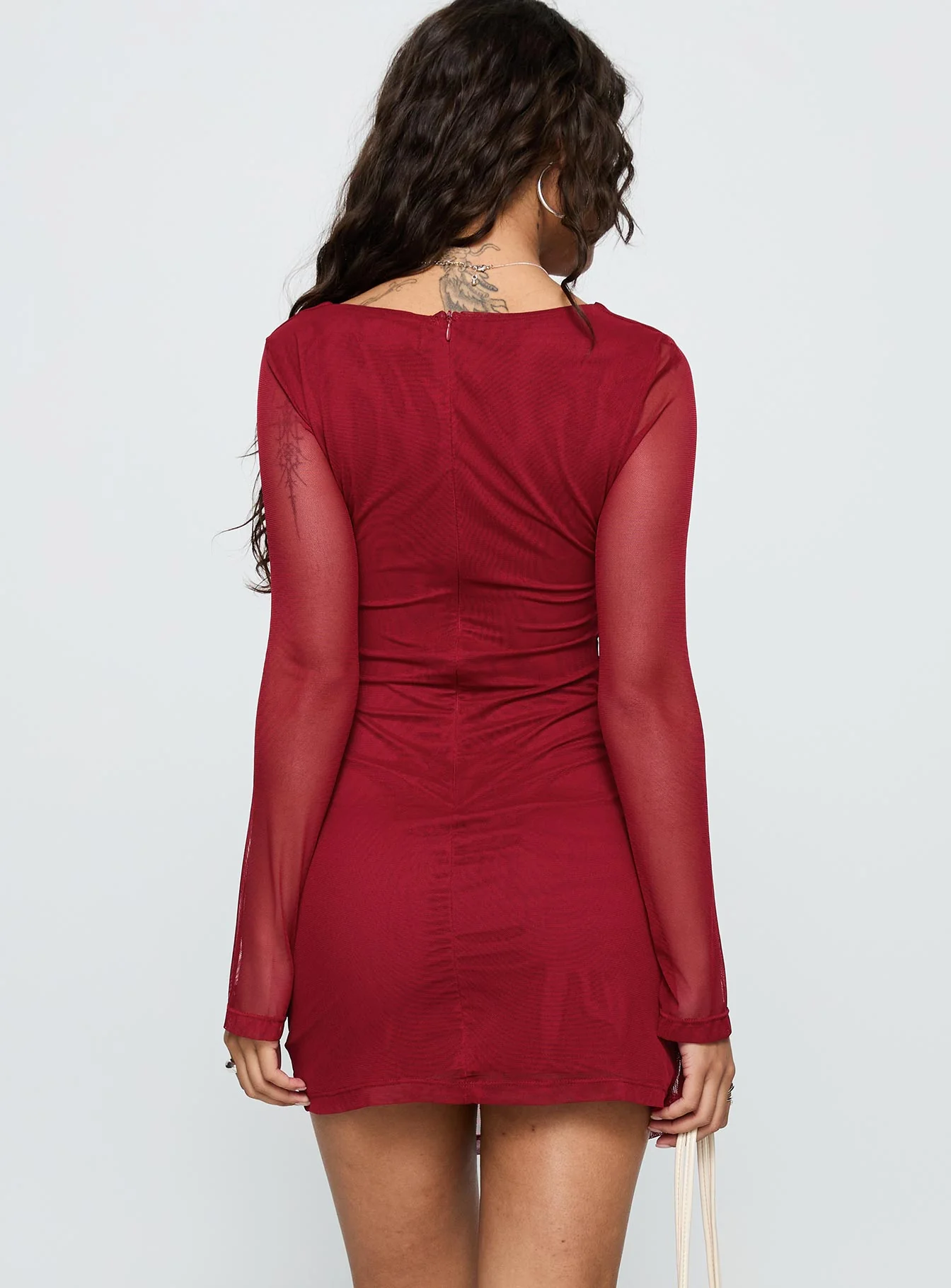 Martinez Long Sleeve Mini Dress Currant - Image 5