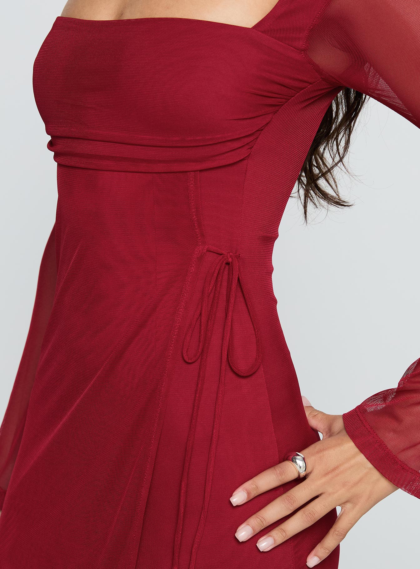Martinez Long Sleeve Mini Dress Currant - Image 6
