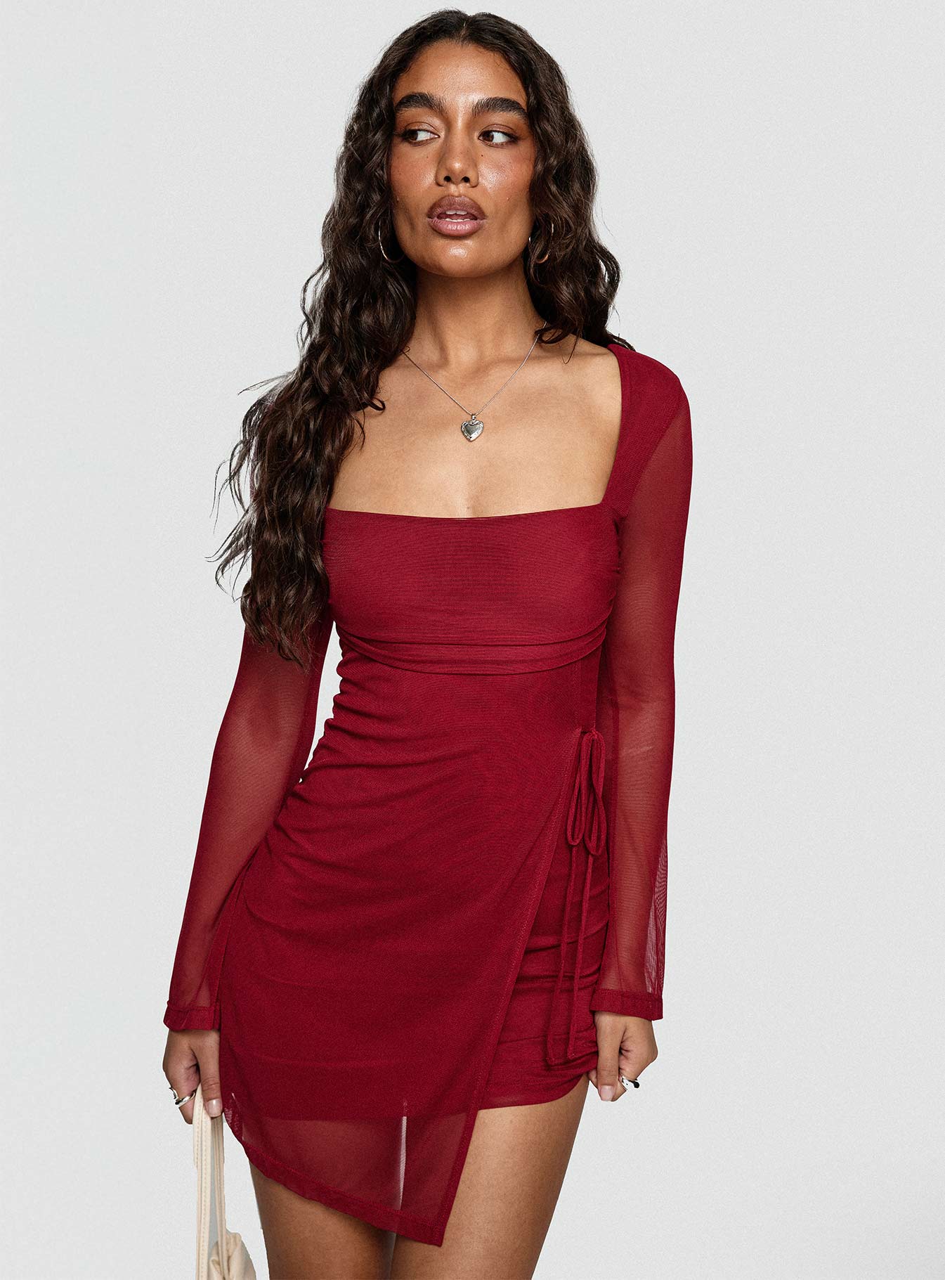 Martinez Long Sleeve Mini Dress Currant - Image 8