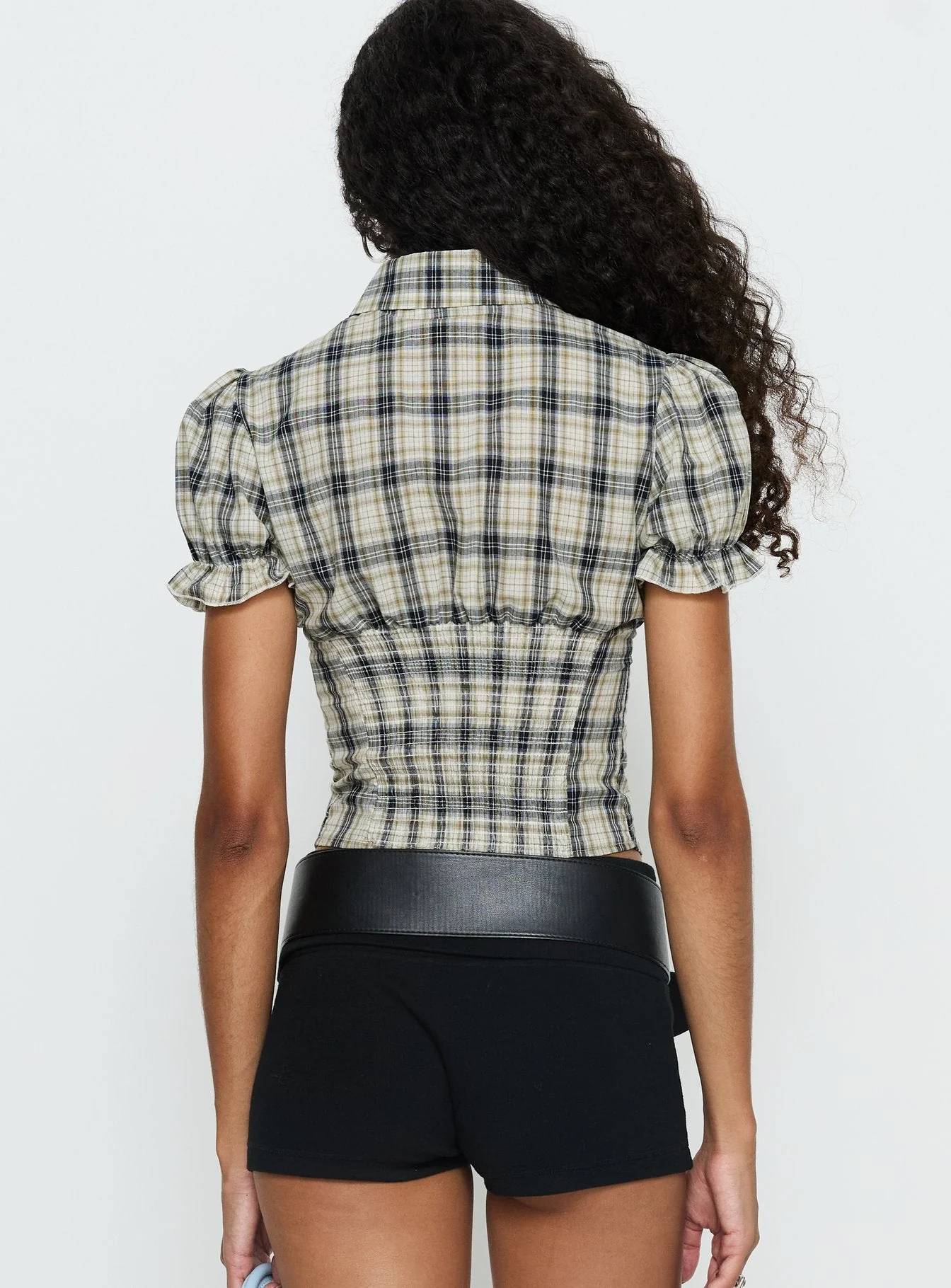 Maxfield Collared Button Up Blouse Top Multi Check - Image 5