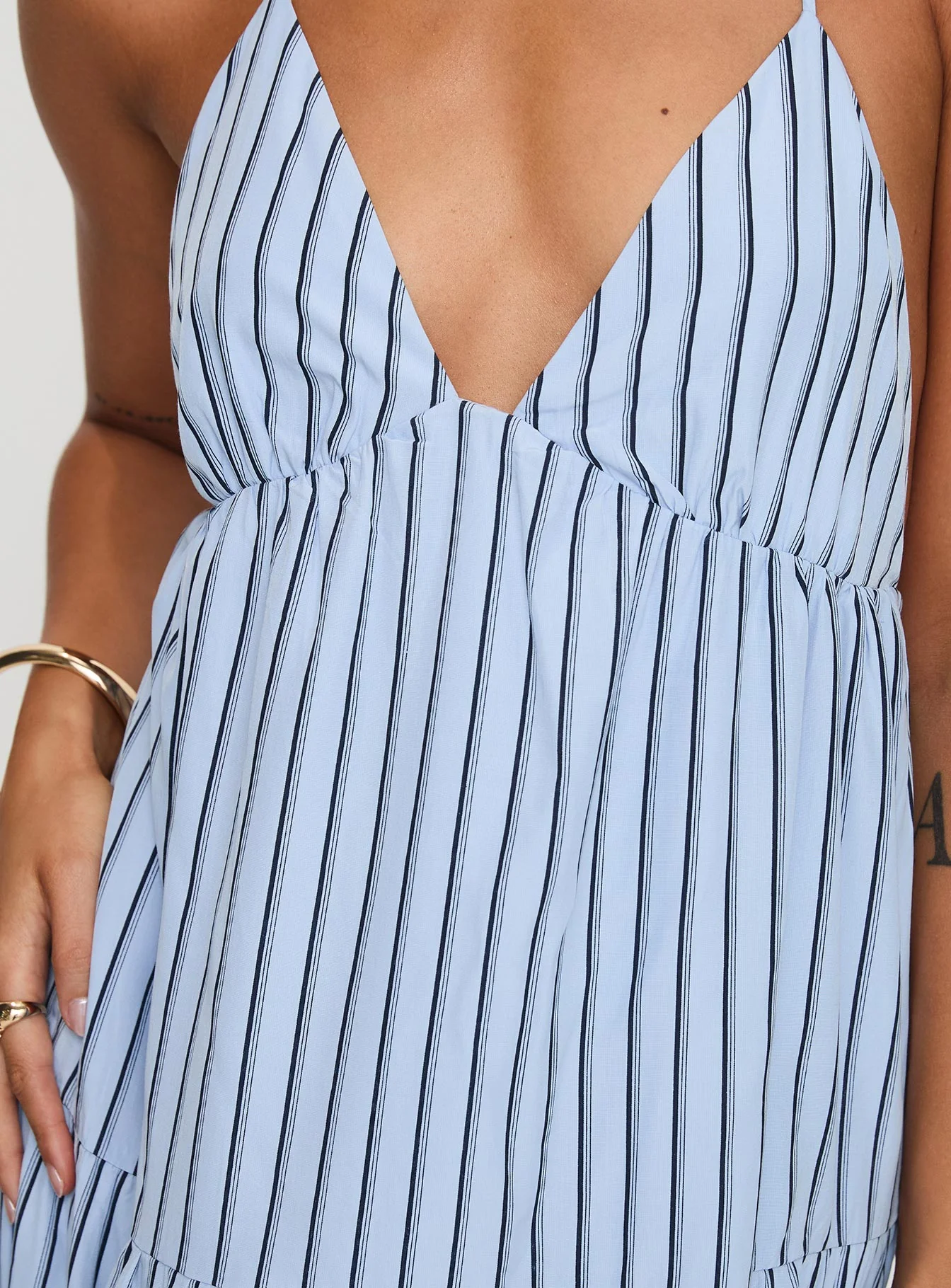 Mazzey Halter Maxi Dress Blue Stripe - Image 5