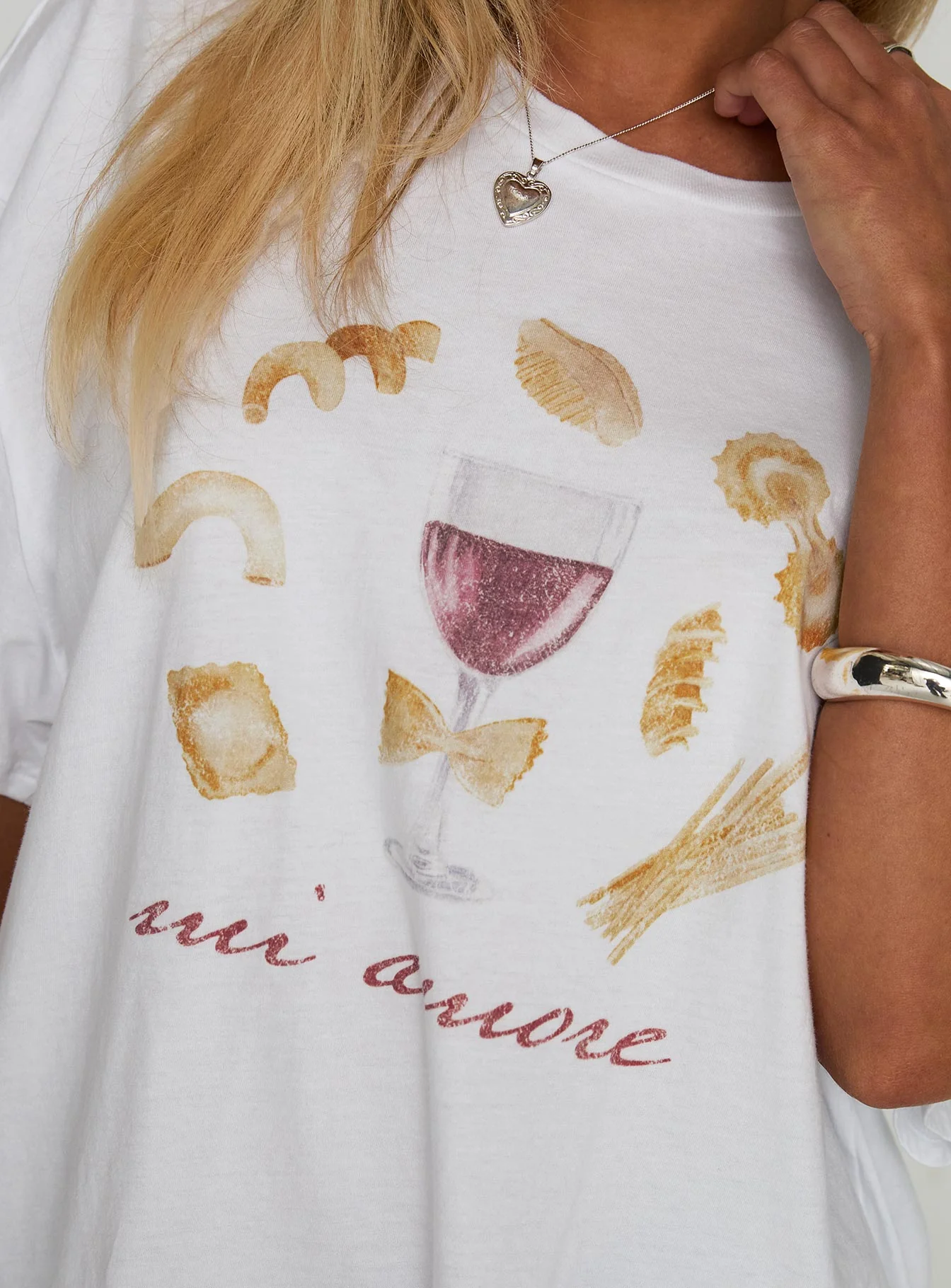Mi Amore Pasta Oversized Tee White - Image 6