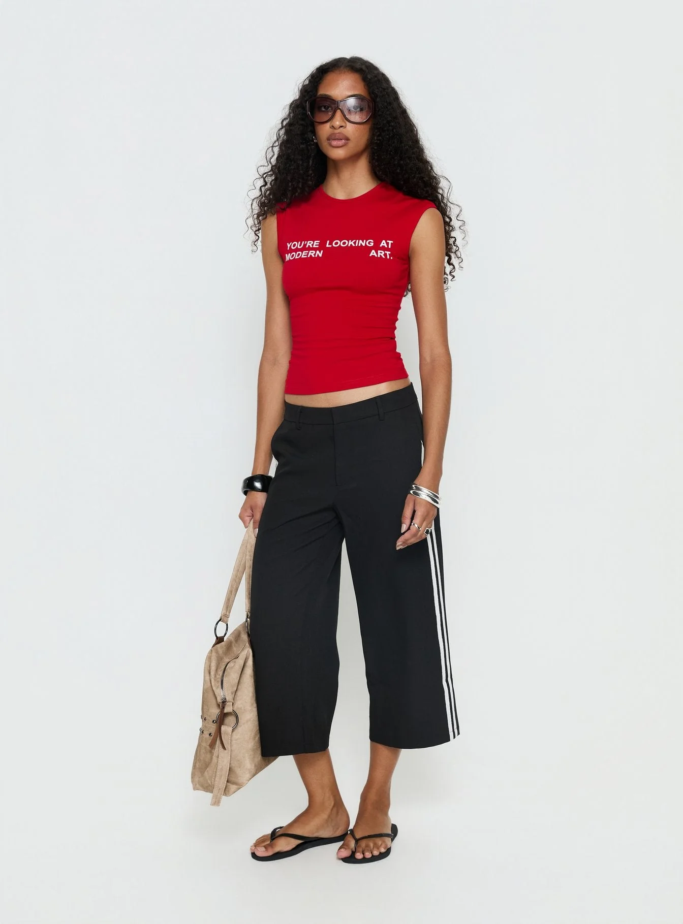 Modern Art Graphic Baby Tee Red - Image 3