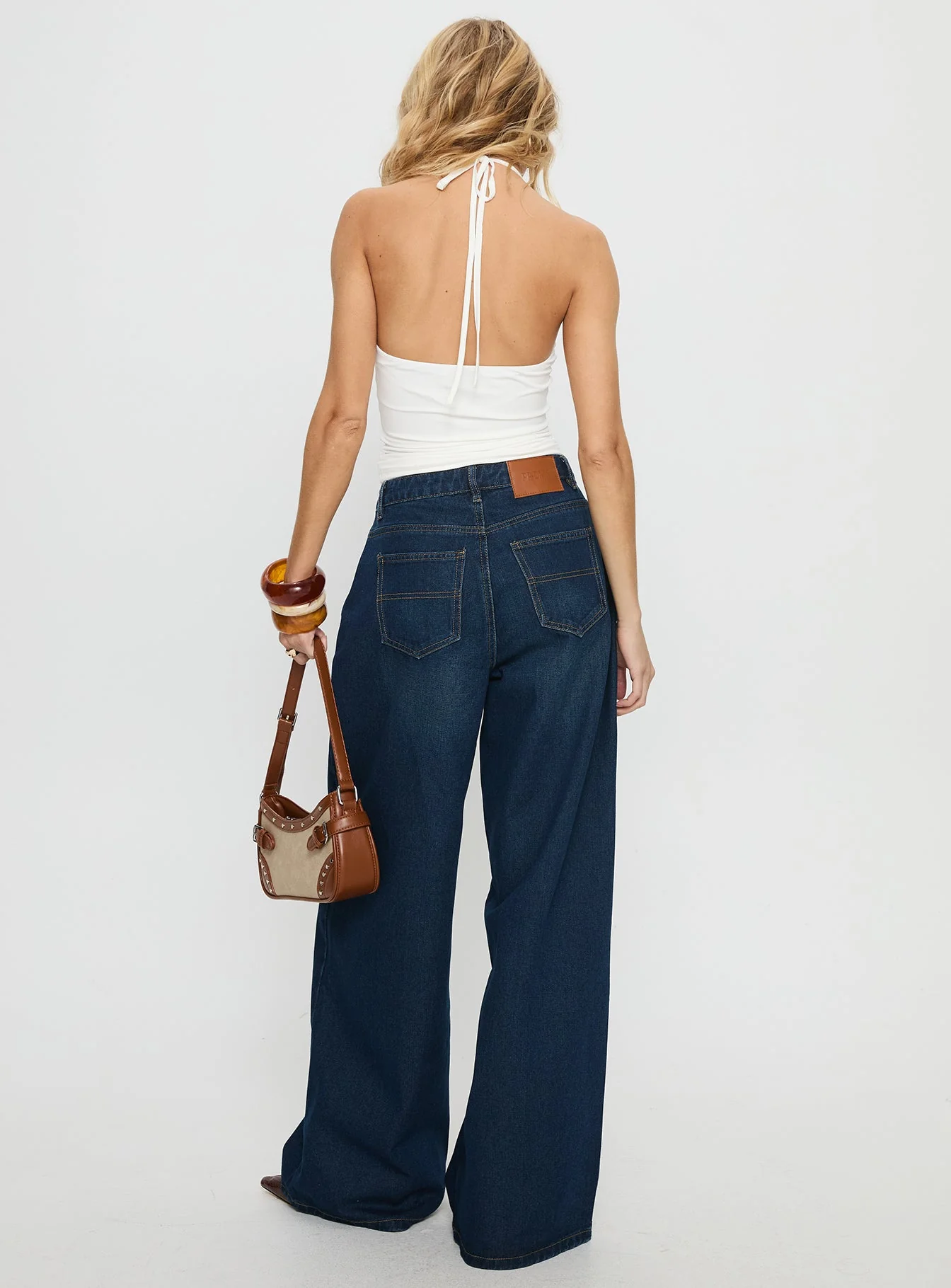 Naylor Mid Rise Wide Leg Jeans Mid Blue Denim Petite - Image 6