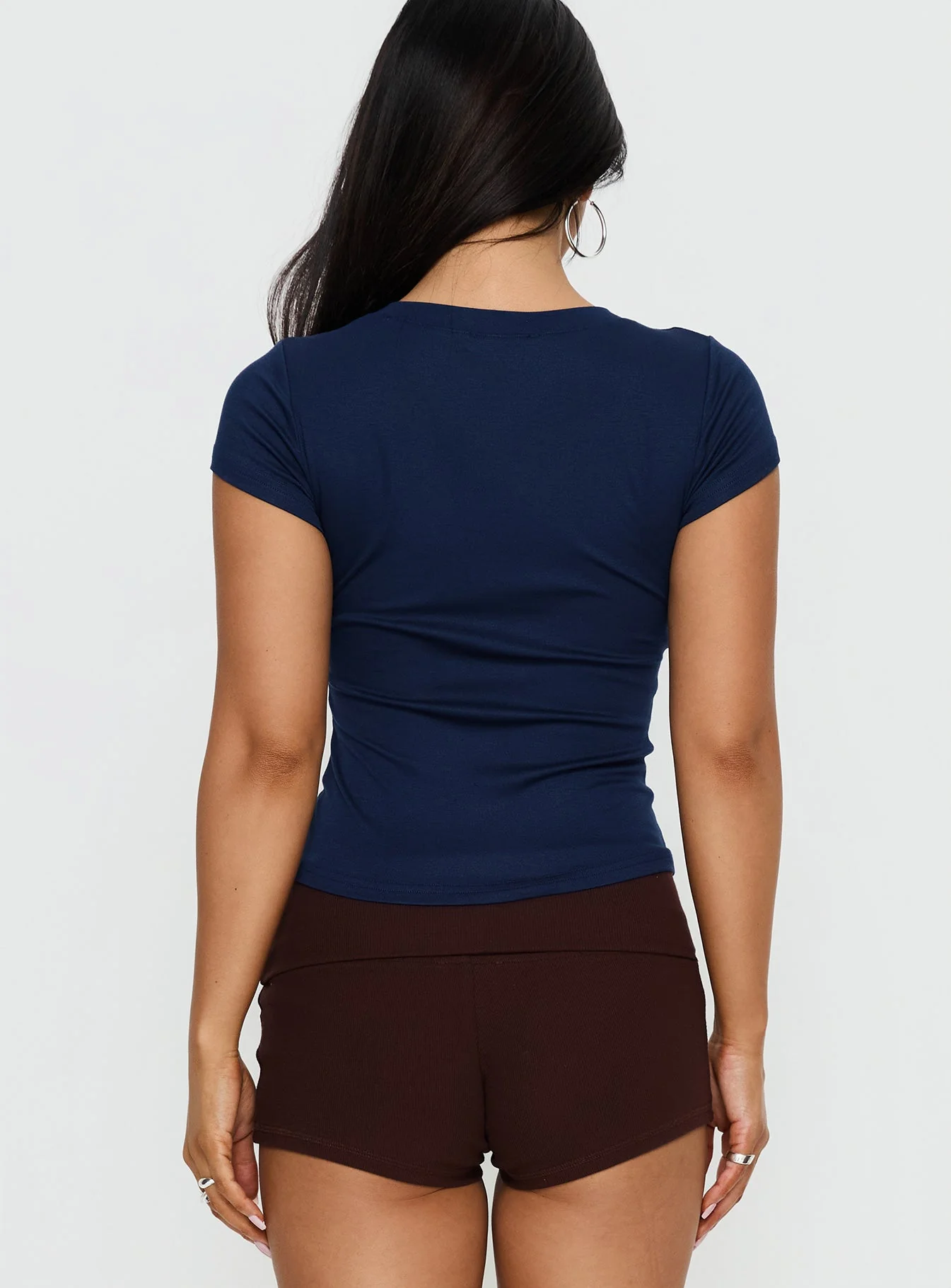 New York 93 Graphic V Neck Top Navy - Image 5