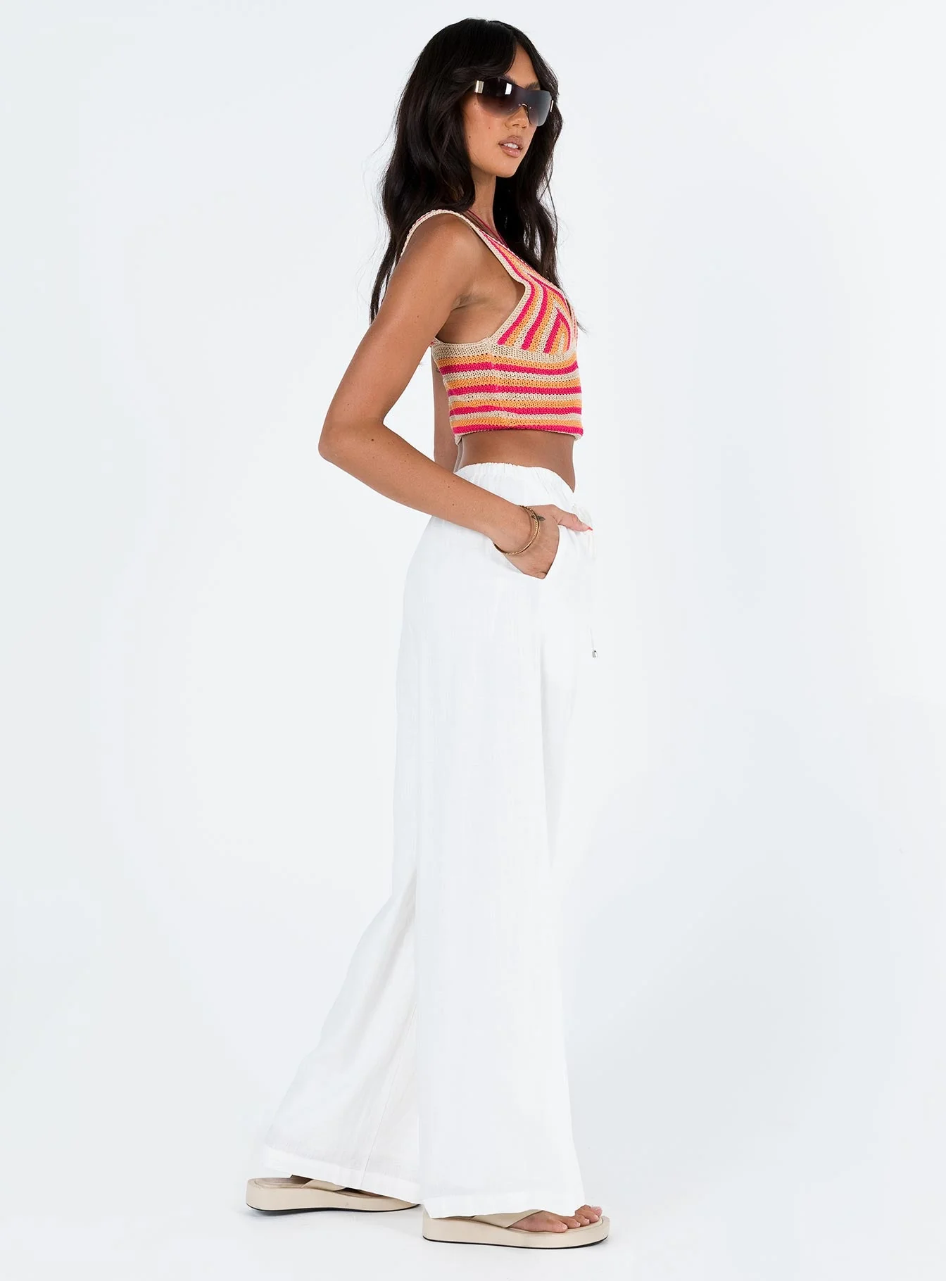 Ogilvie Linen Blend Pants White Petite - Image 3