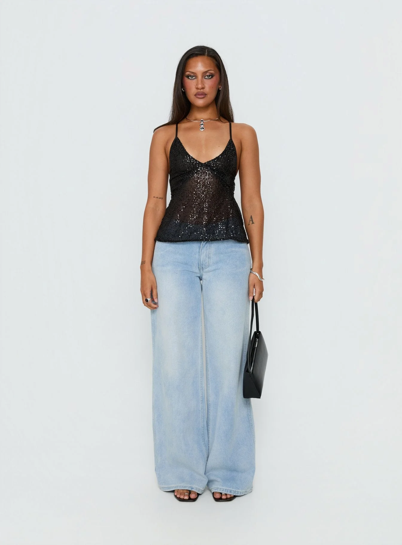 Opaline Sequin Cami Top Black - Image 7