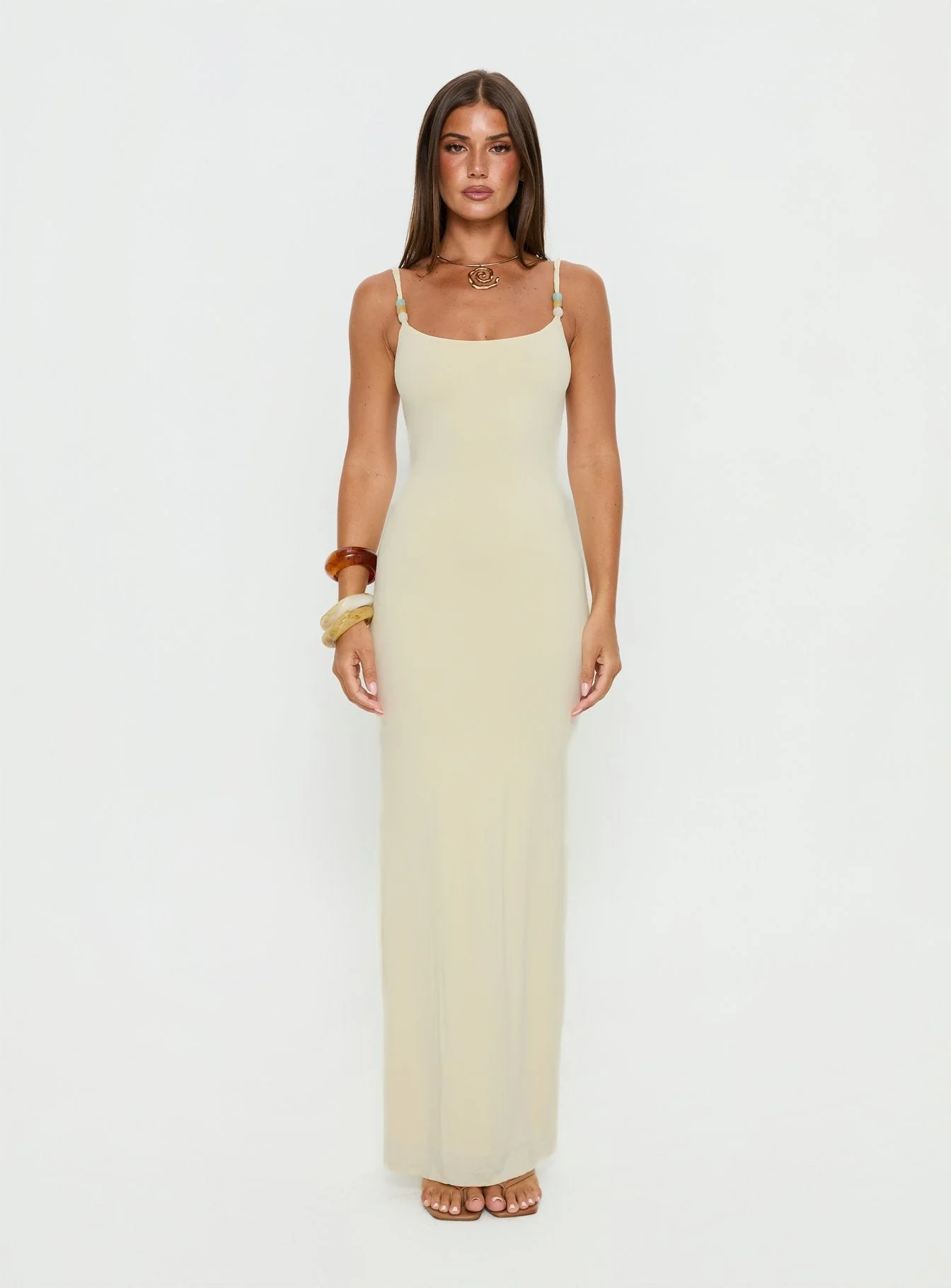 Page Turner Beaded Maxi Dress Lemon - Image 7