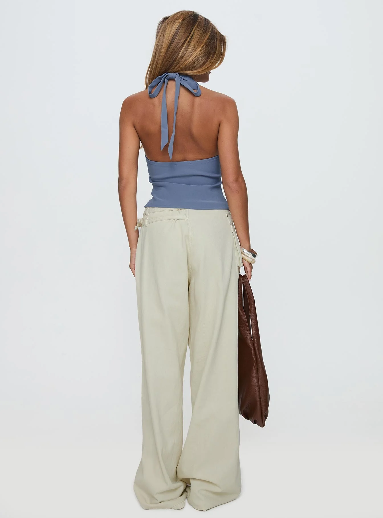 Paltrow Mid Rise Wide Leg Cargo Jeans Cream Petite - Image 5