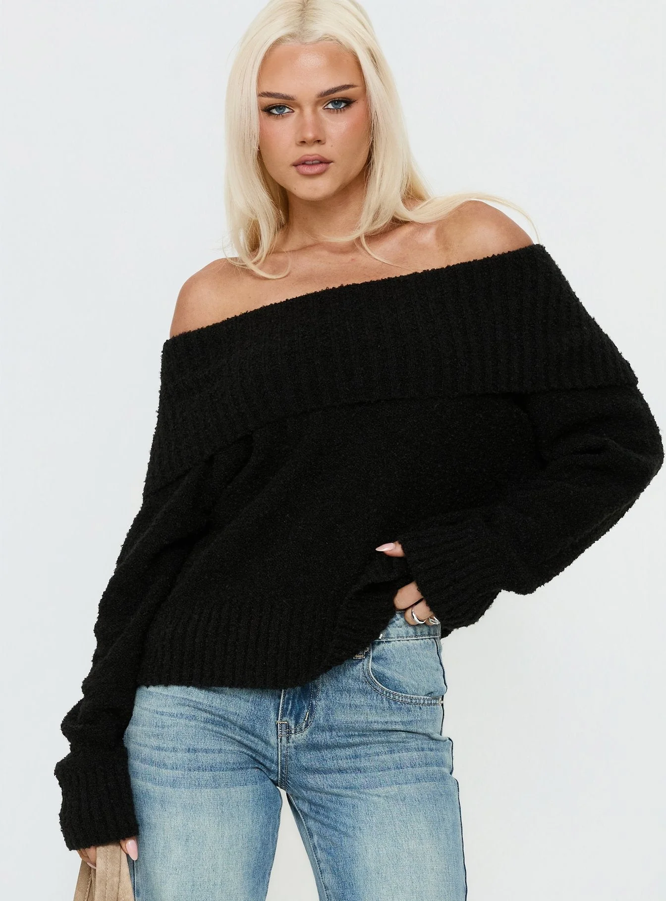 Parkley Boucle Off The Shoulder Black
