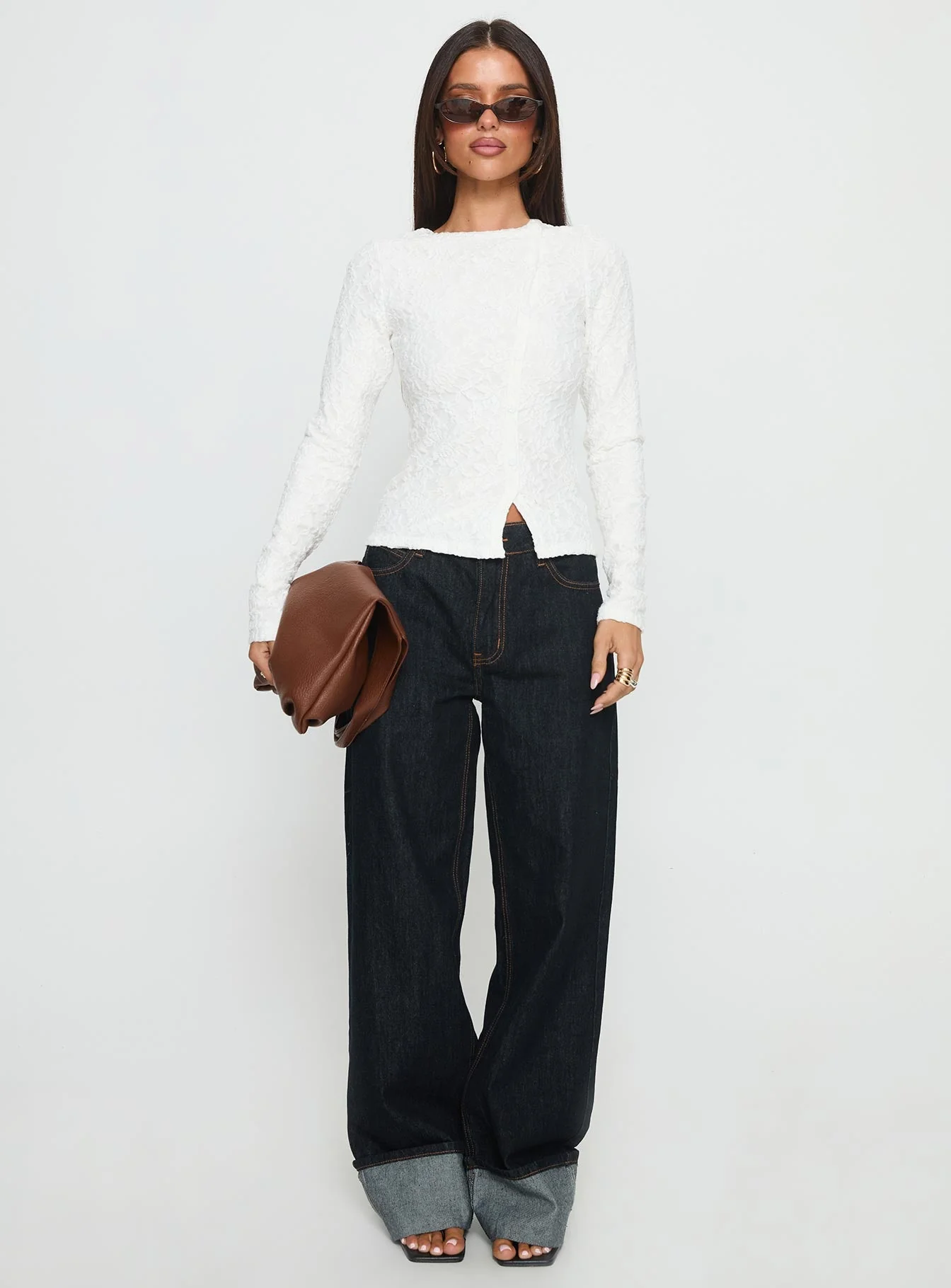 Passoni Long Sleeve Lace Top White - Image 7