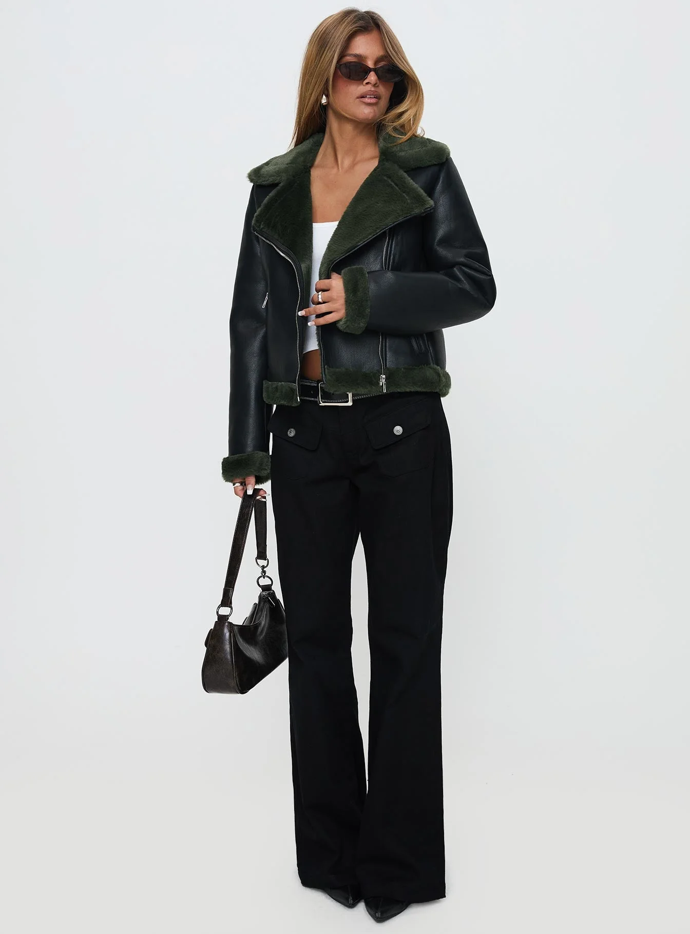 Phaidra Faux Leather Jacket Black - Image 2