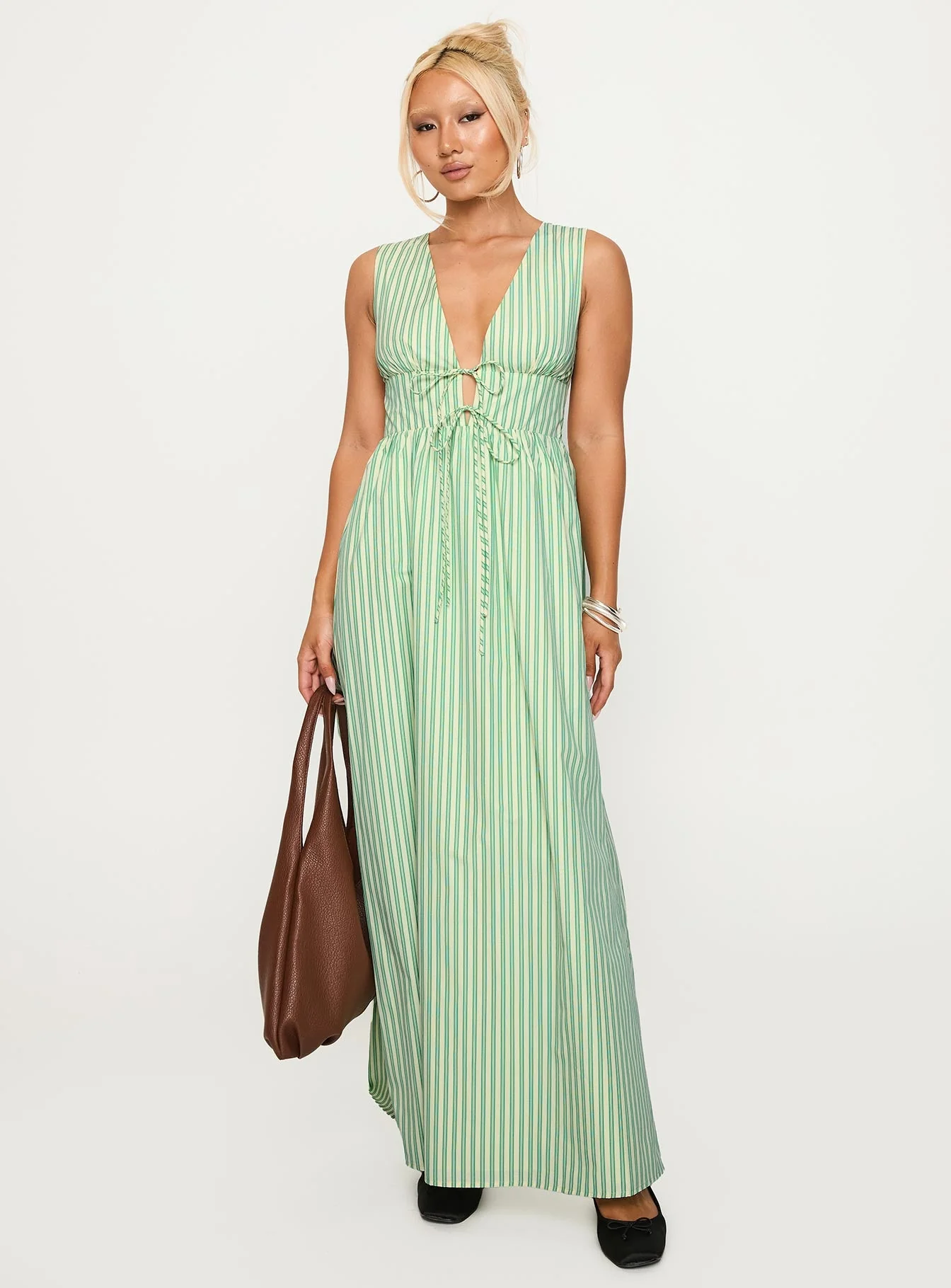 Pokey Maxi Dress Green Stripe - Image 2