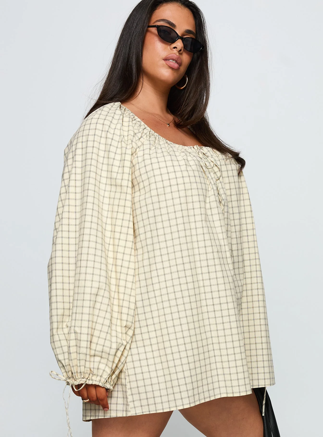 Preacher Playsuit White Check Curve - Image 4