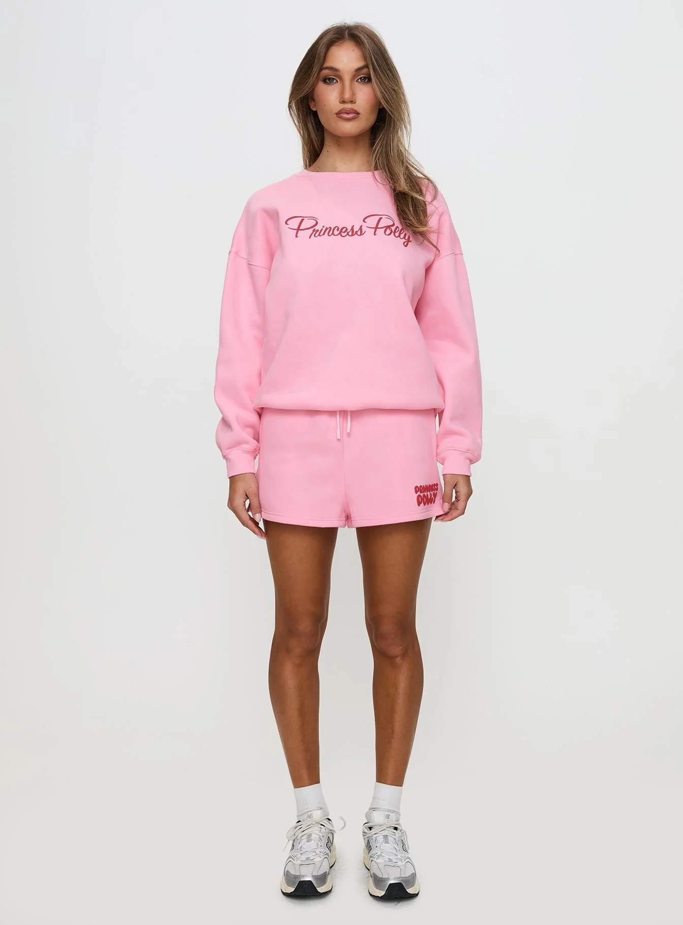 Princess Polly Sweat Short Bubble Text Pink / Red - Image 6