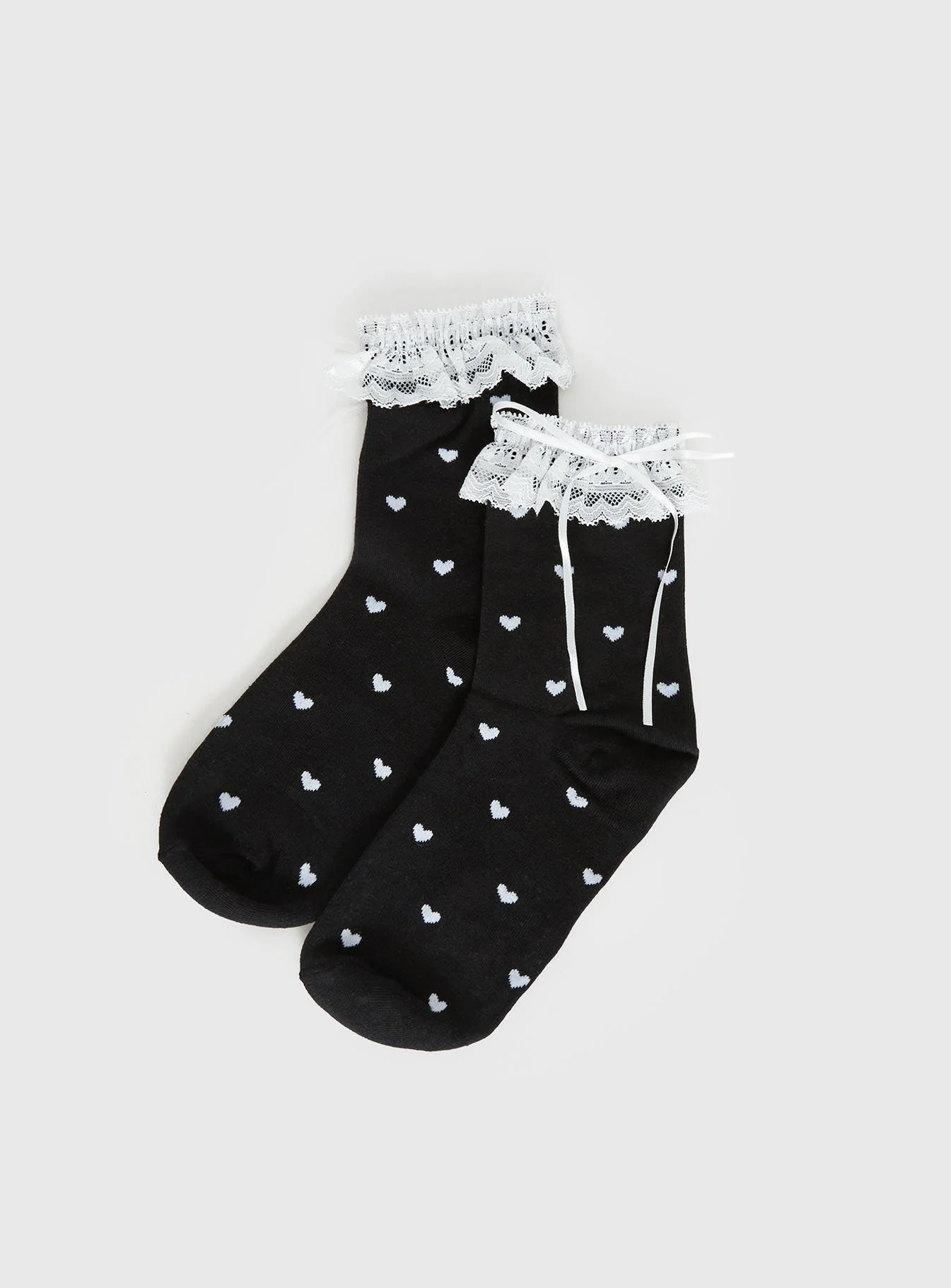 Reminisce Heart Detail Socks Black / White - Image 2