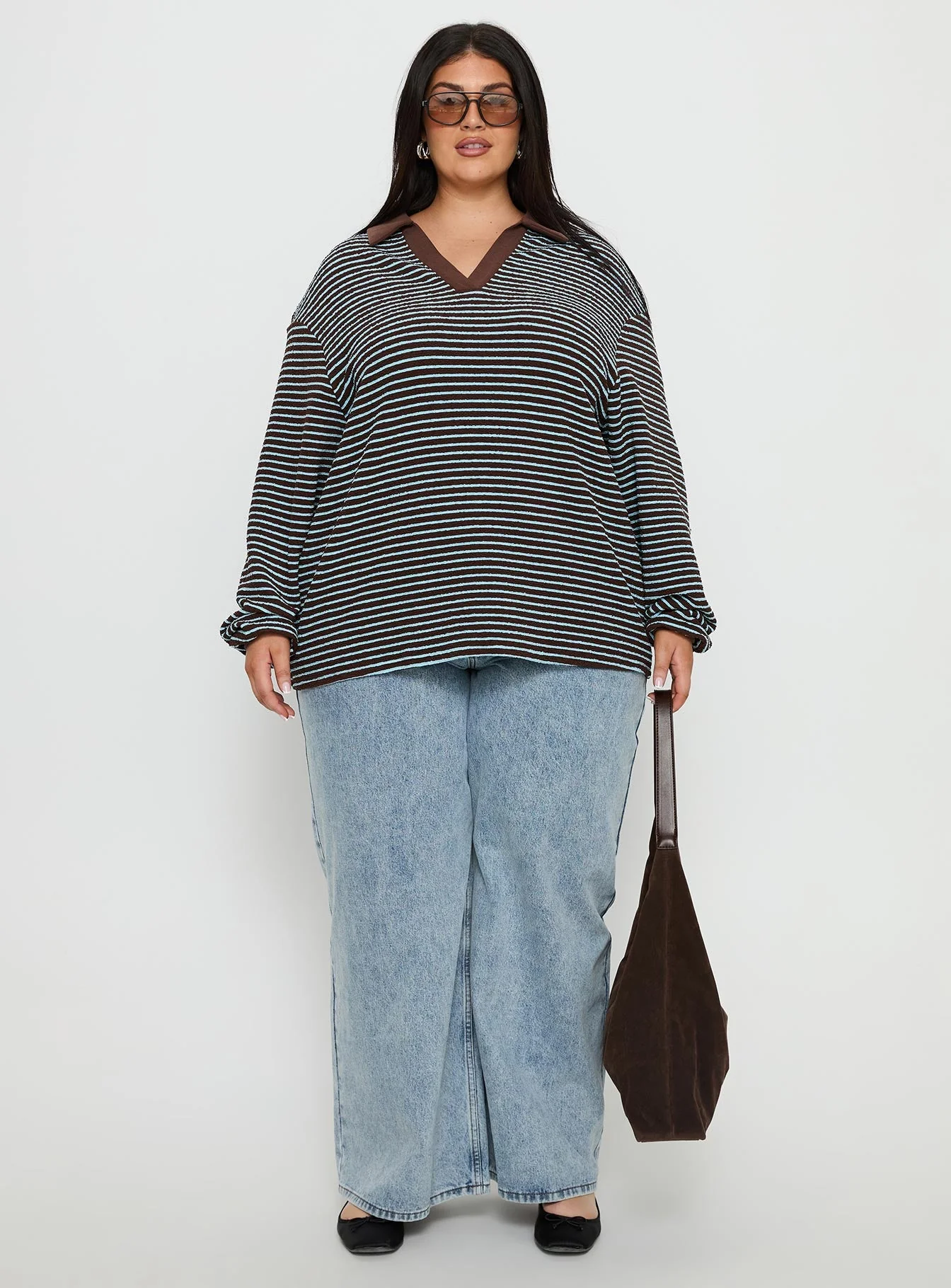 Rigbys Collared Jumper Brown / Blue Stripe Curve - Image 6