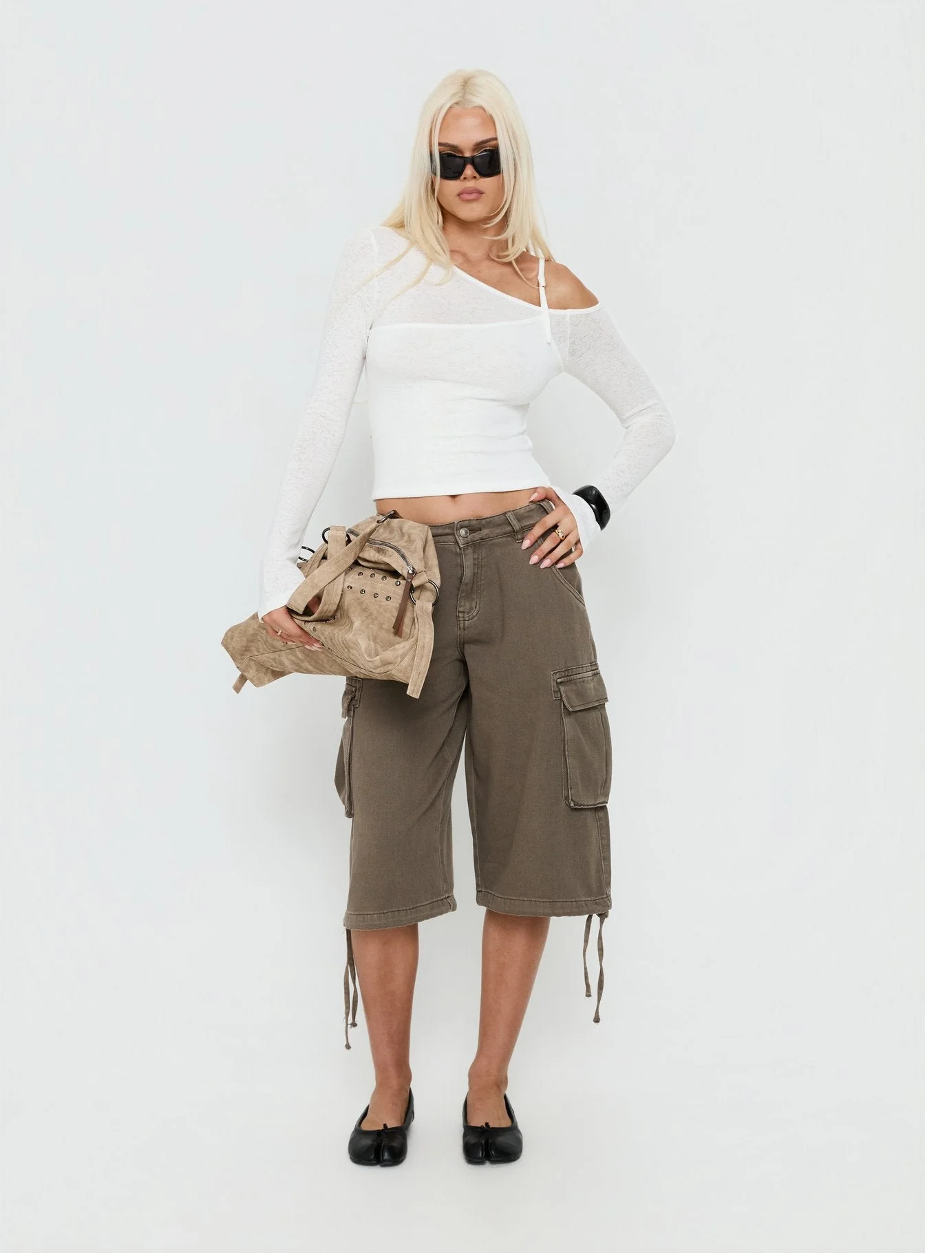Rosca Layered Long Sleeve Top White - Image 3