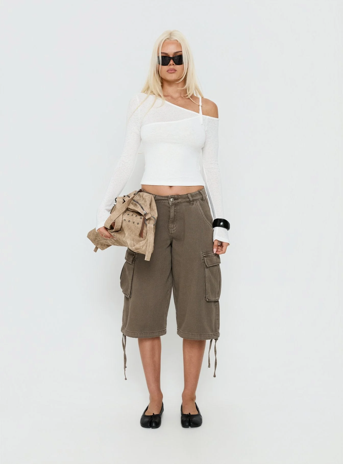 Rosca Layered Long Sleeve Top White - Image 7