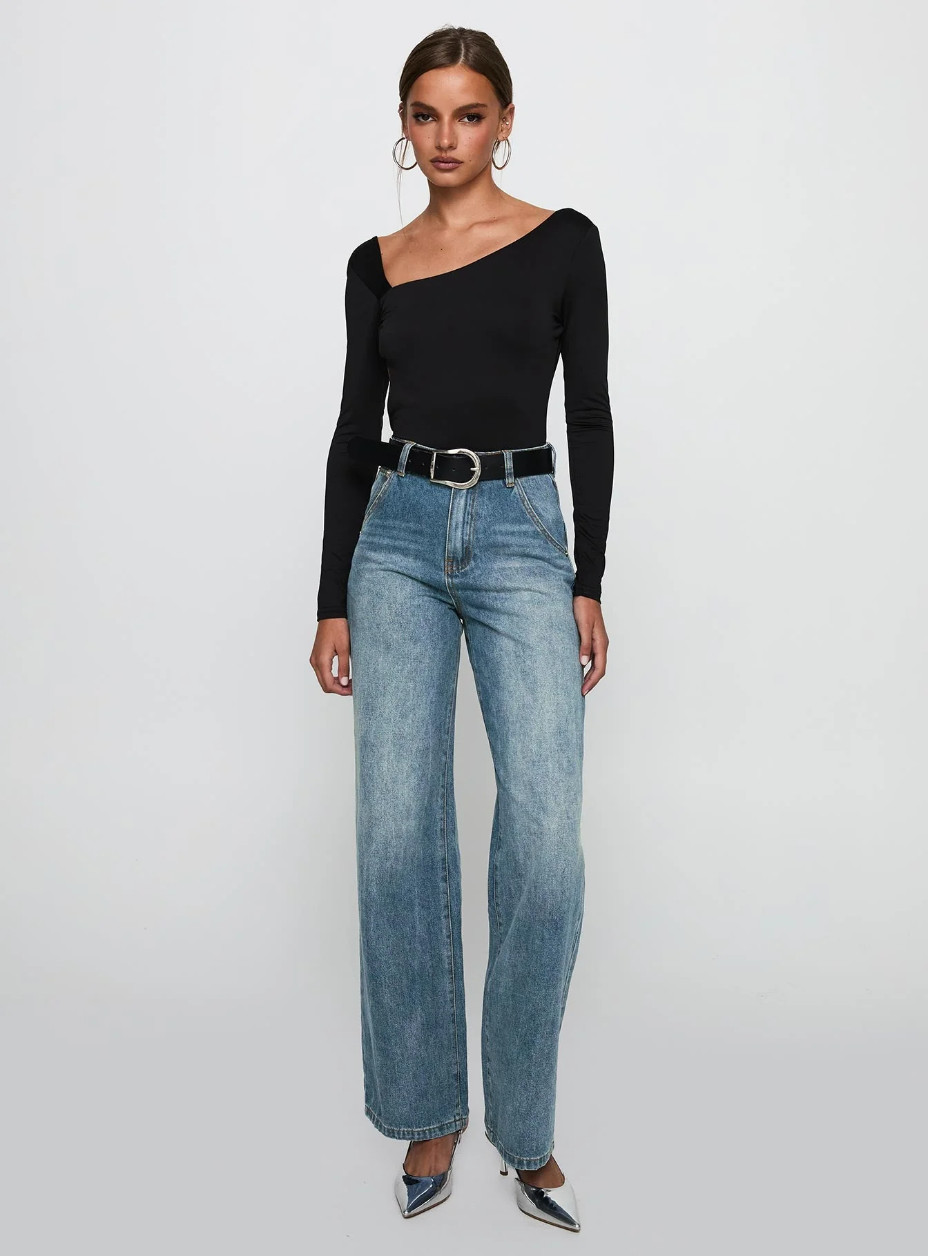 Sacramento High Rise Straight Leg Jeans Mid Blue Denim - Image 3