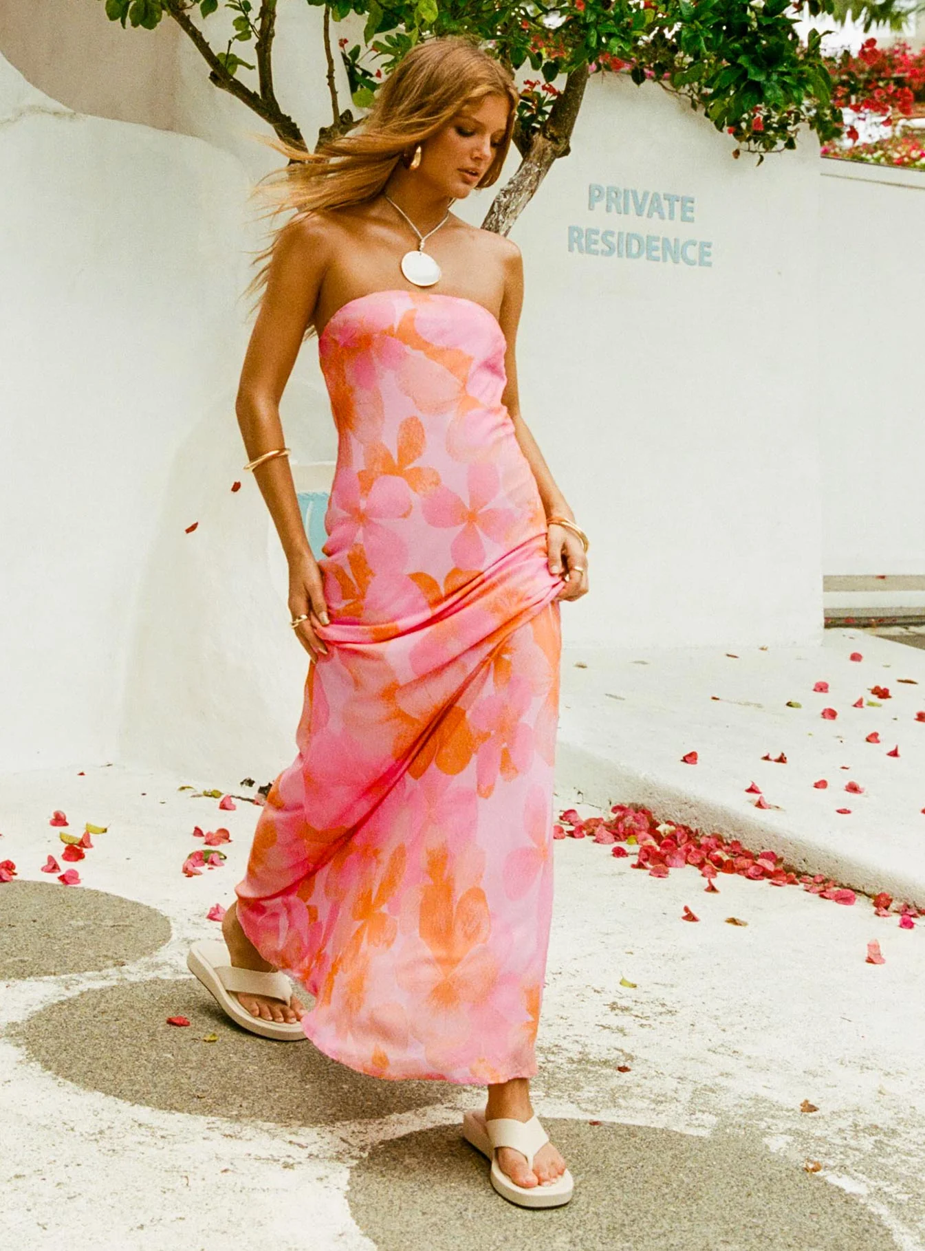 Salvin Strapless Maxi Dress Pink / Orange - Image 2