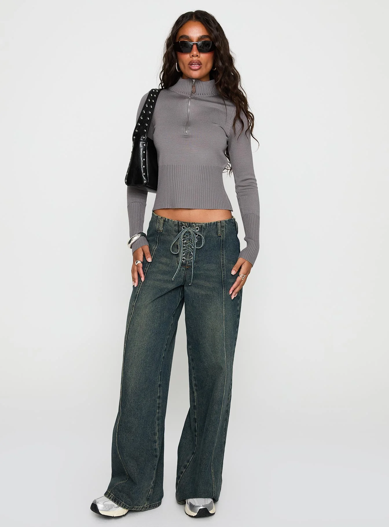 Set Adrift Zip Up Knit Sweater Mocha - Image 2