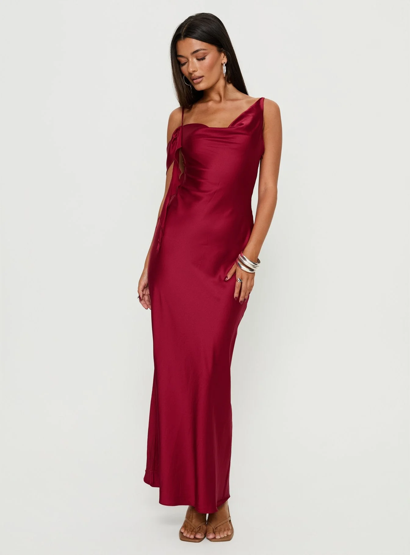 Silah Cowl Neck Maxi Dress Red - Image 2