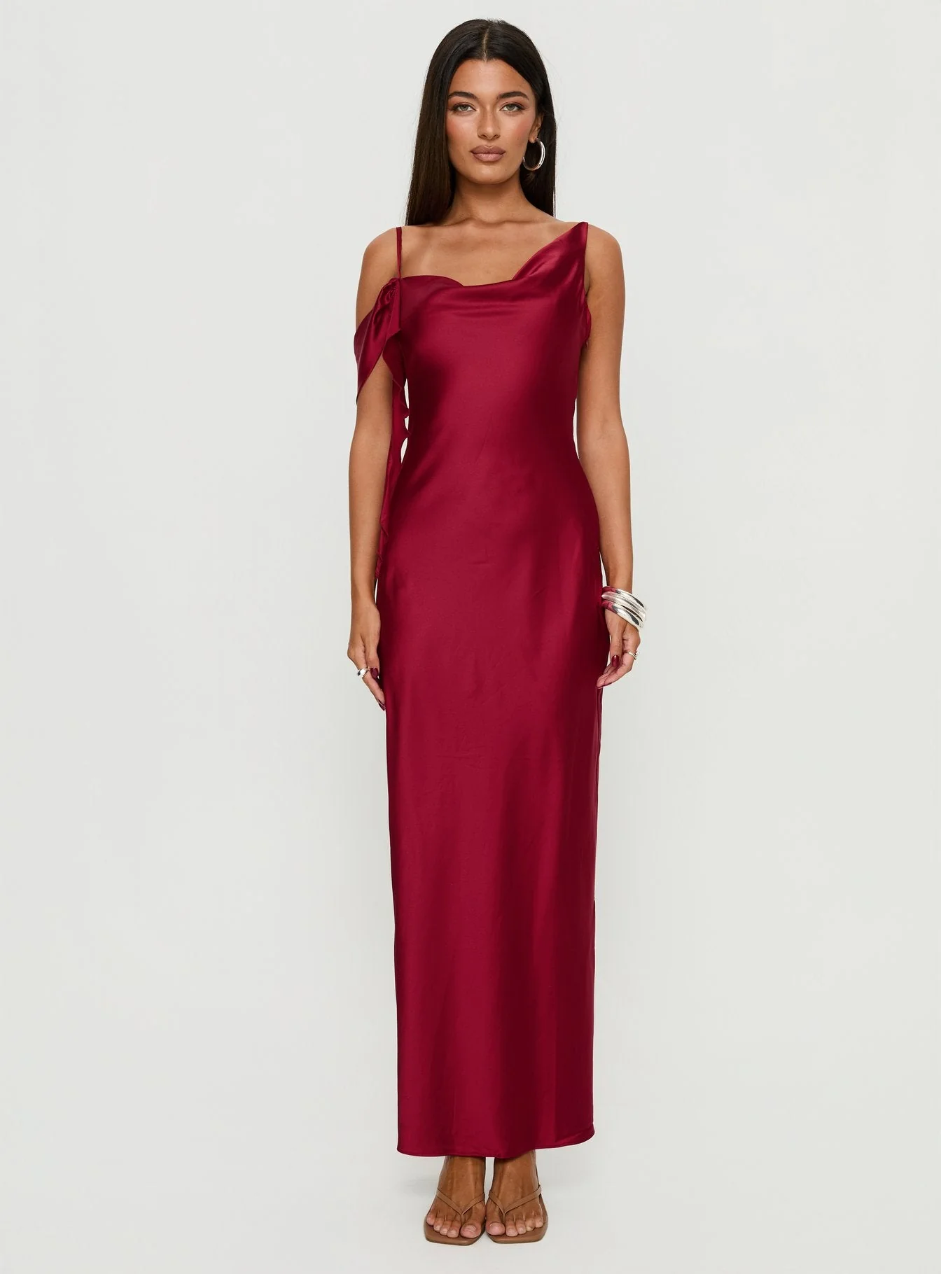 Silah Cowl Neck Maxi Dress Red - Image 7