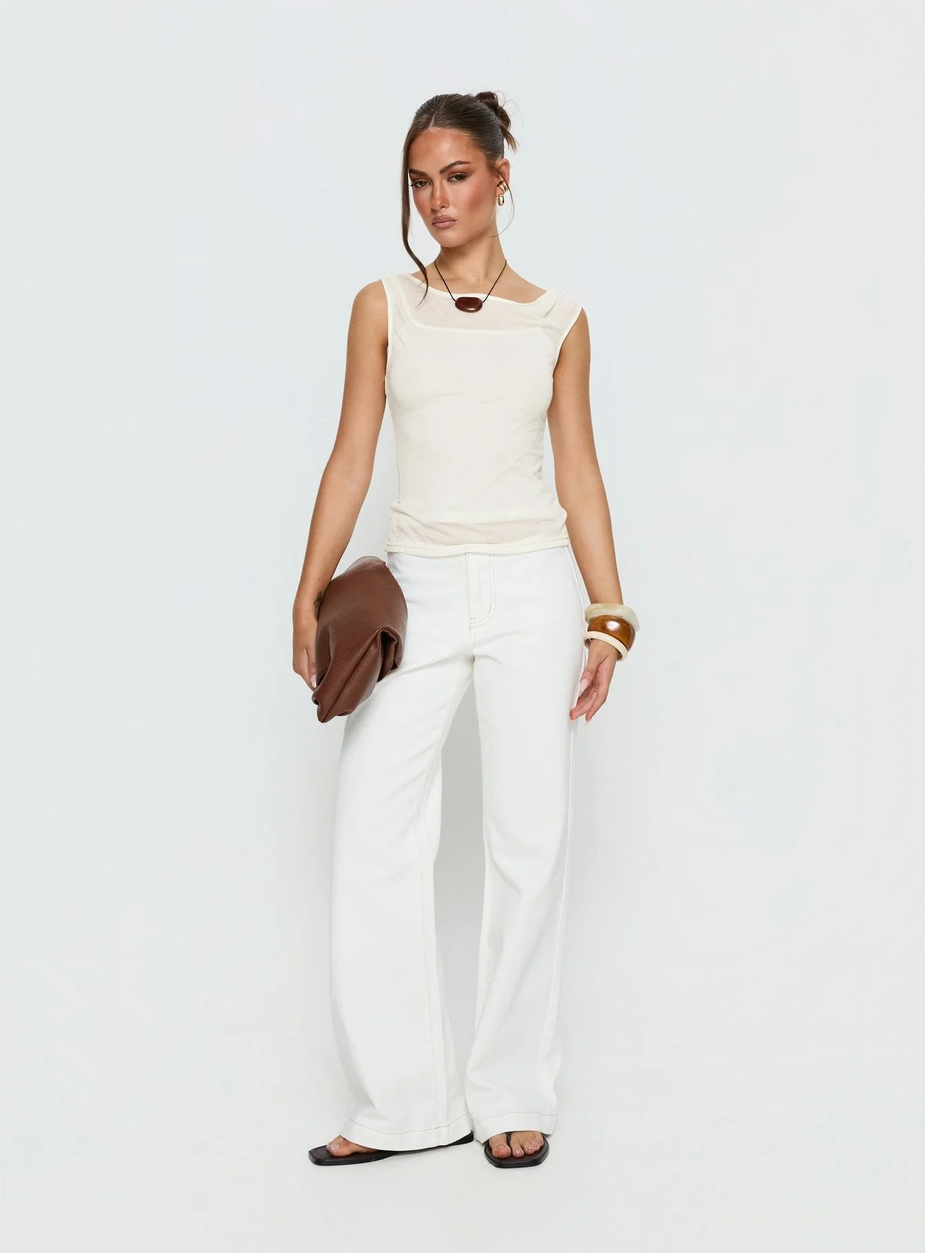Skaia Layered Sheer Top Cream - Image 3