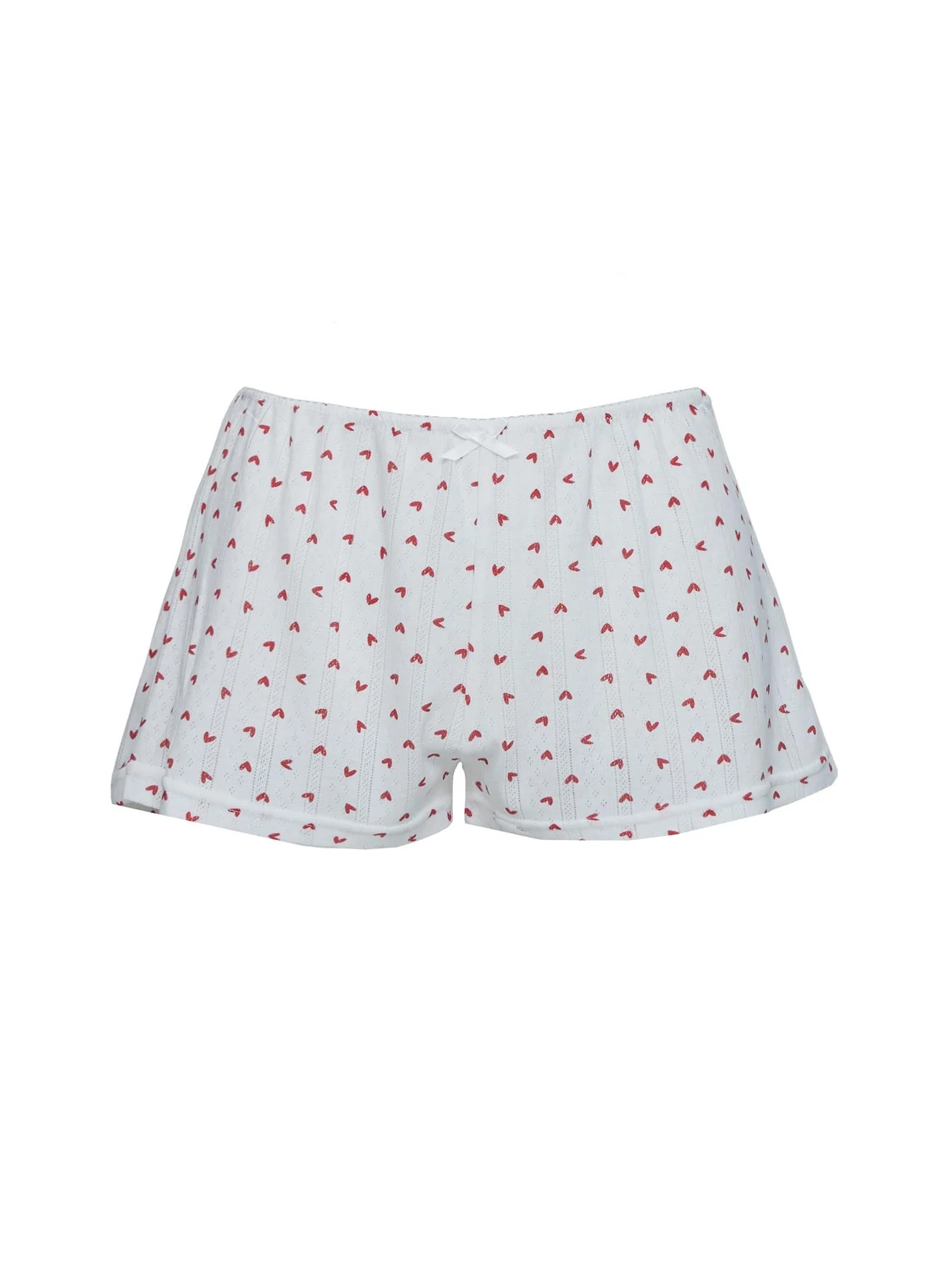 Sleepytea Pointelle Sleep Short White / Red - Image 5