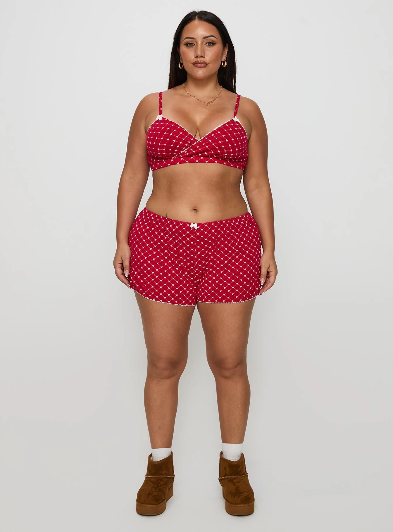 Slow Start Pointelle Sleep Short Red Curve - Image 7