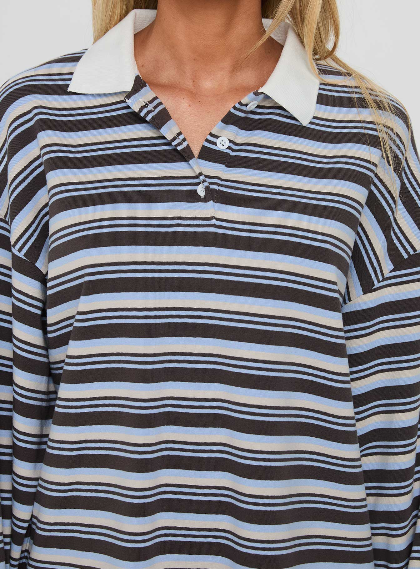 Smoke Signal Collared Jumper Blue Stripe - Image 6