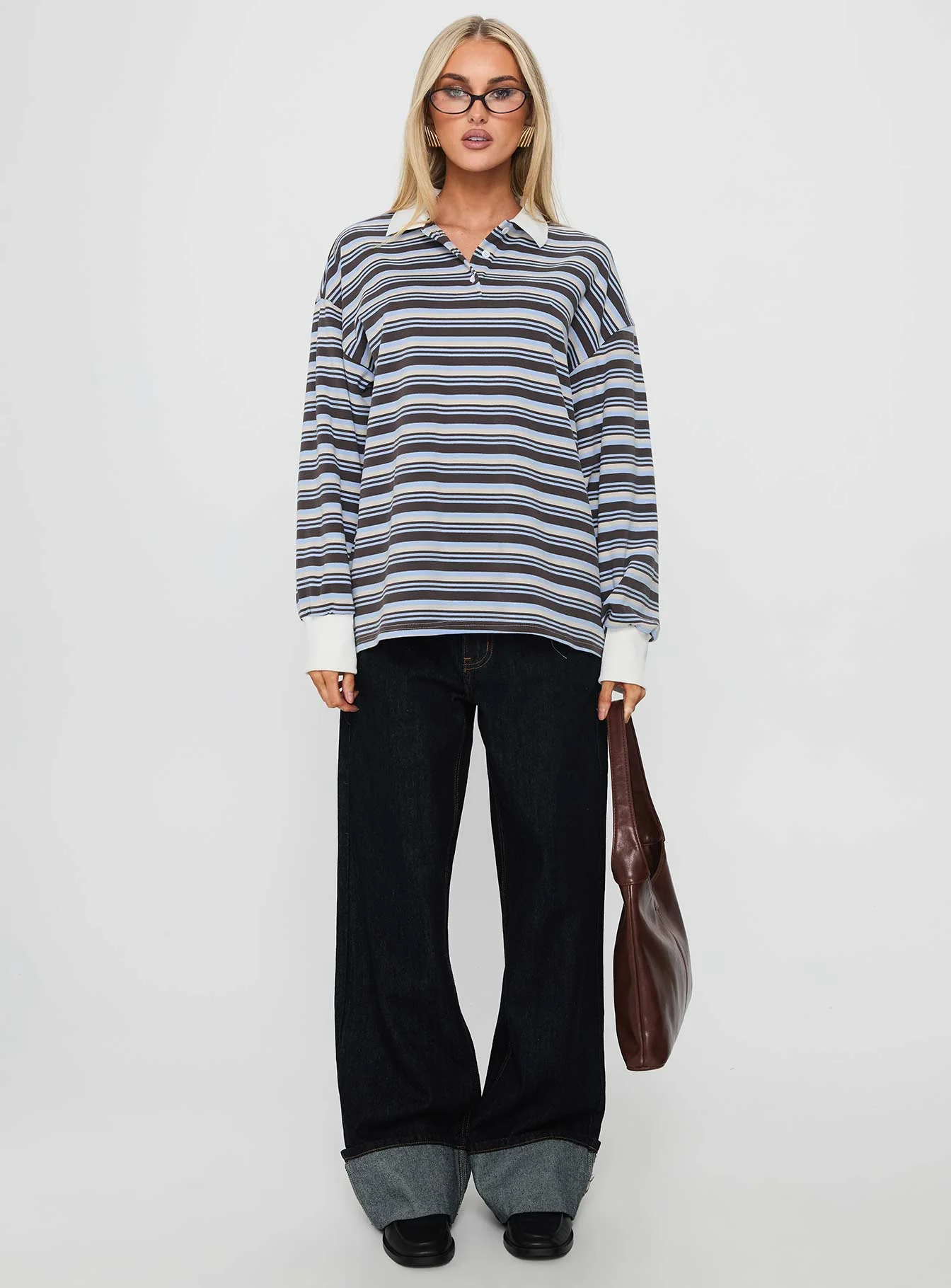 Smoke Signal Collared Jumper Blue Stripe - Image 7