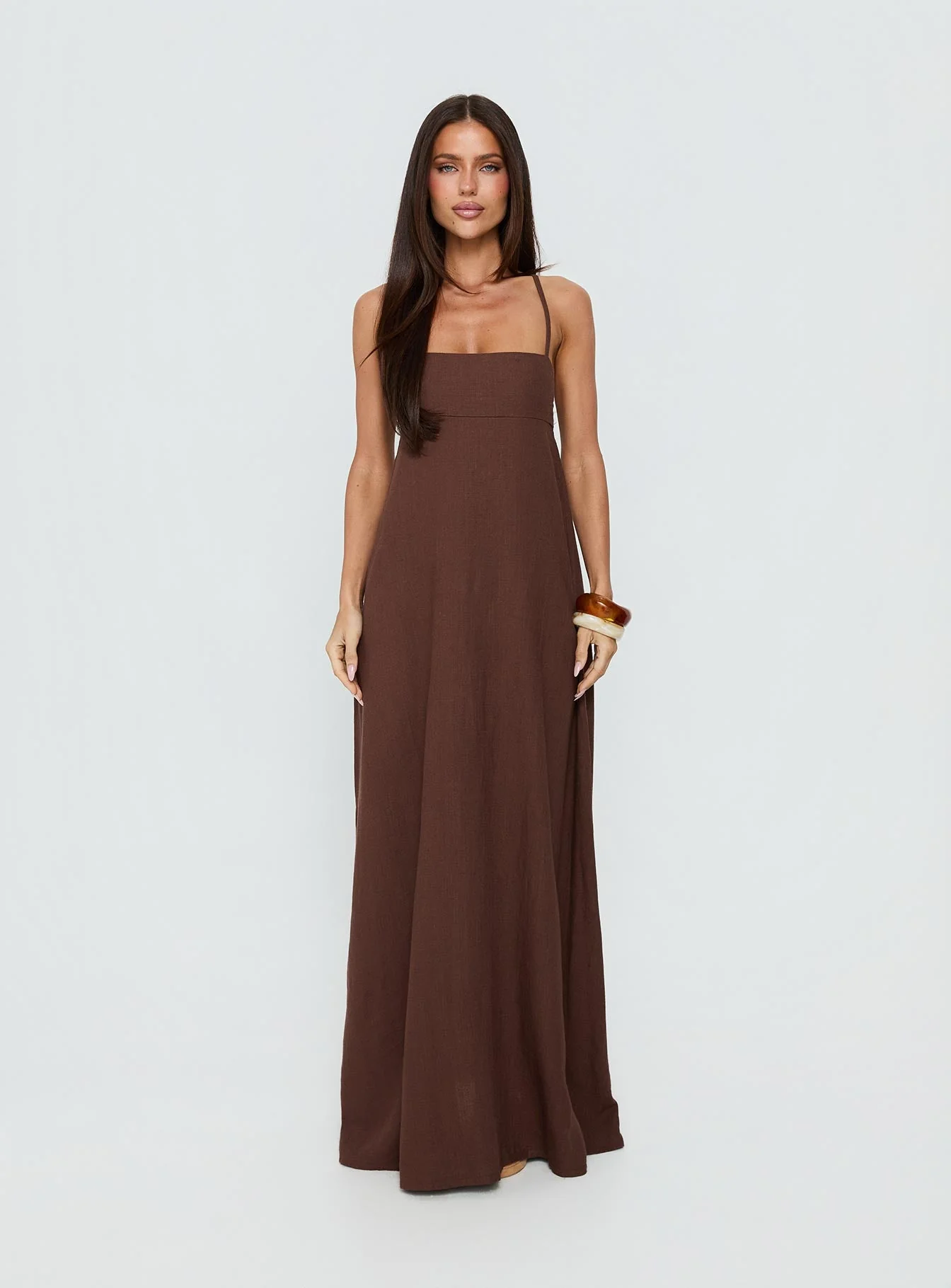 Solie Tie Back Maxi Dress Chocolate - Image 7