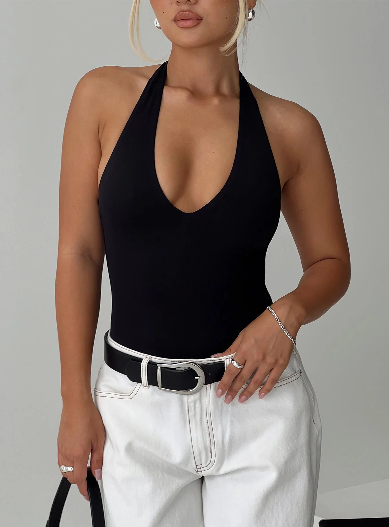 Someone New Halter Bodysuit Black - Image 2