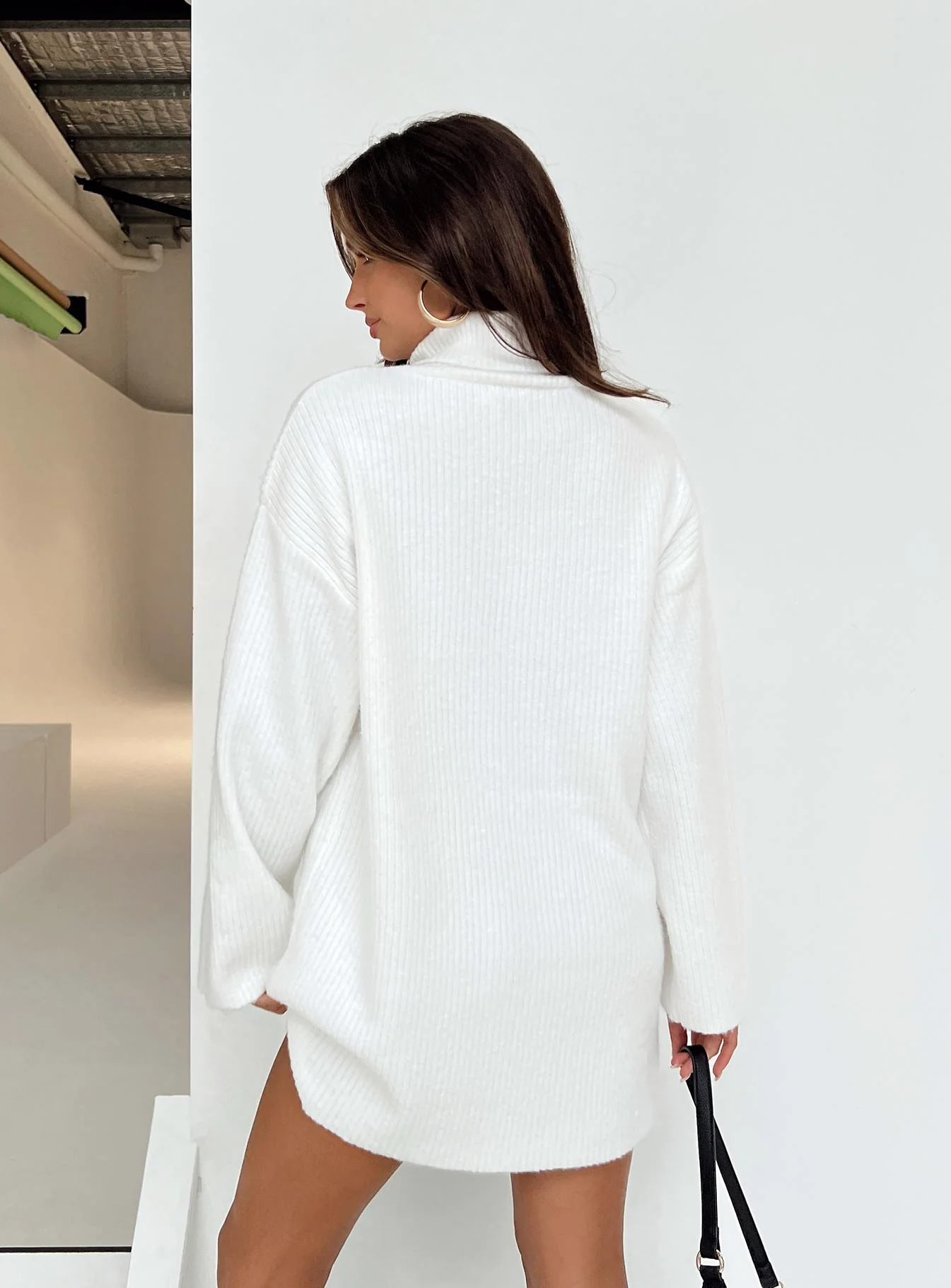 Sonelle Long Sleeve Knit Mini Dress White - Image 10
