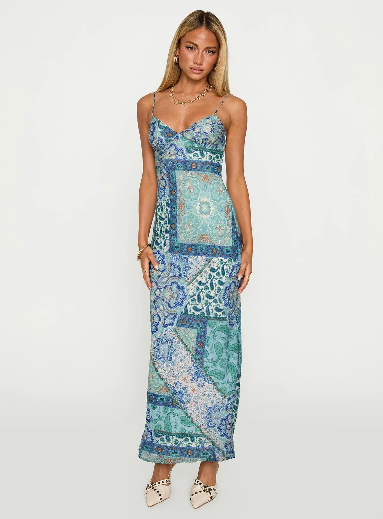 Sugar Plum Maxi Dress Blue Paisley - Image 3