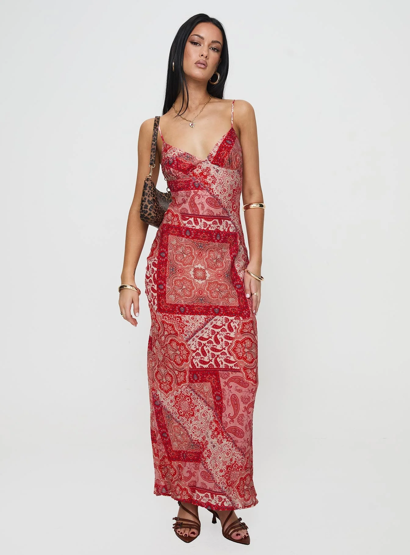 Sugar Plum Maxi Dress Red Paisley - Image 3