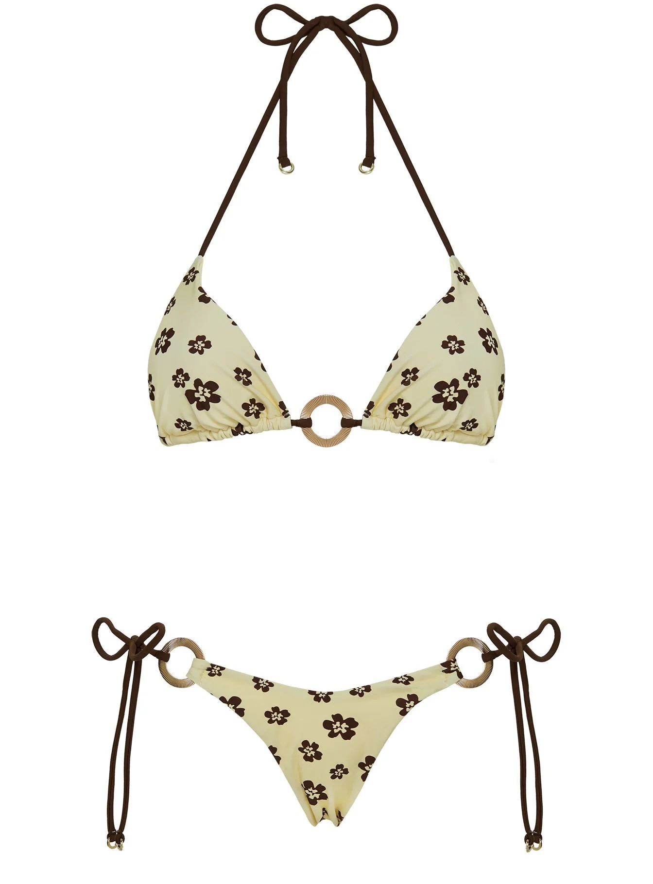 Sunburner Hardware Triangle Bikini Top Yellow / Brown - Image 5