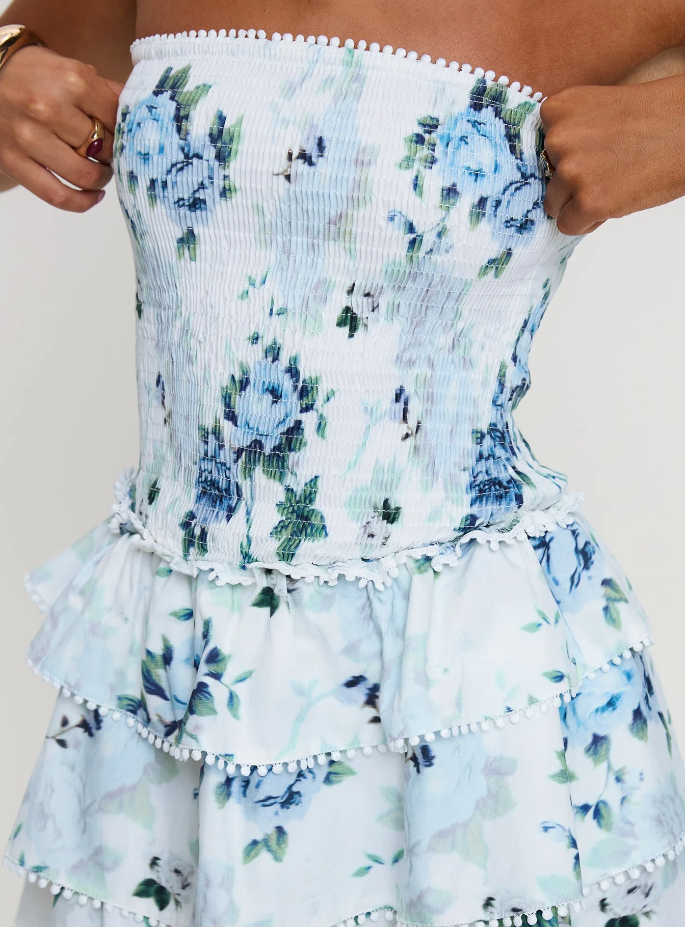 Sunkiss Frill Mini Dress White / Blue - Image 6